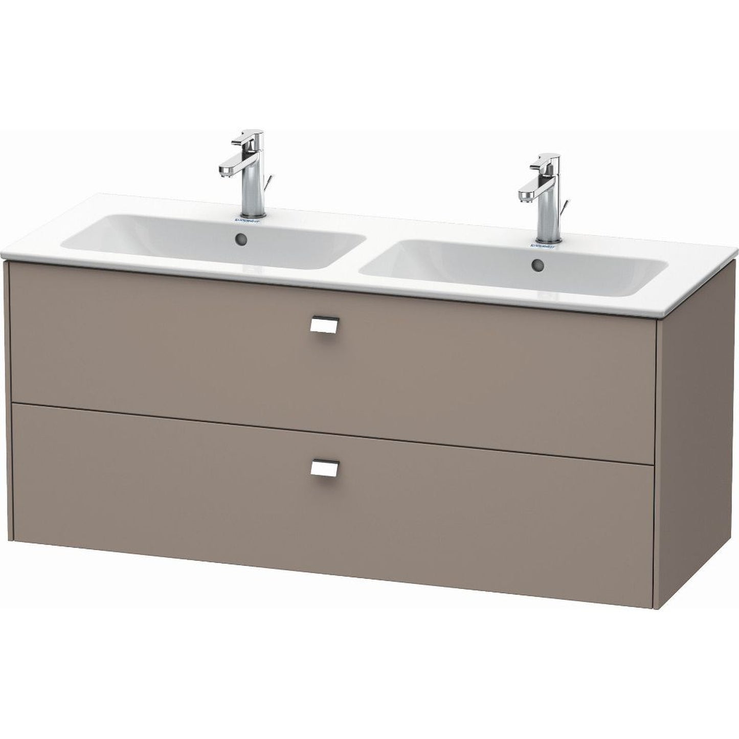 Duravit Brioso 51" x 22" x 19" Two Drawer Wall-Mount Vanity Unit in Basalt Matt and Chrome Handle