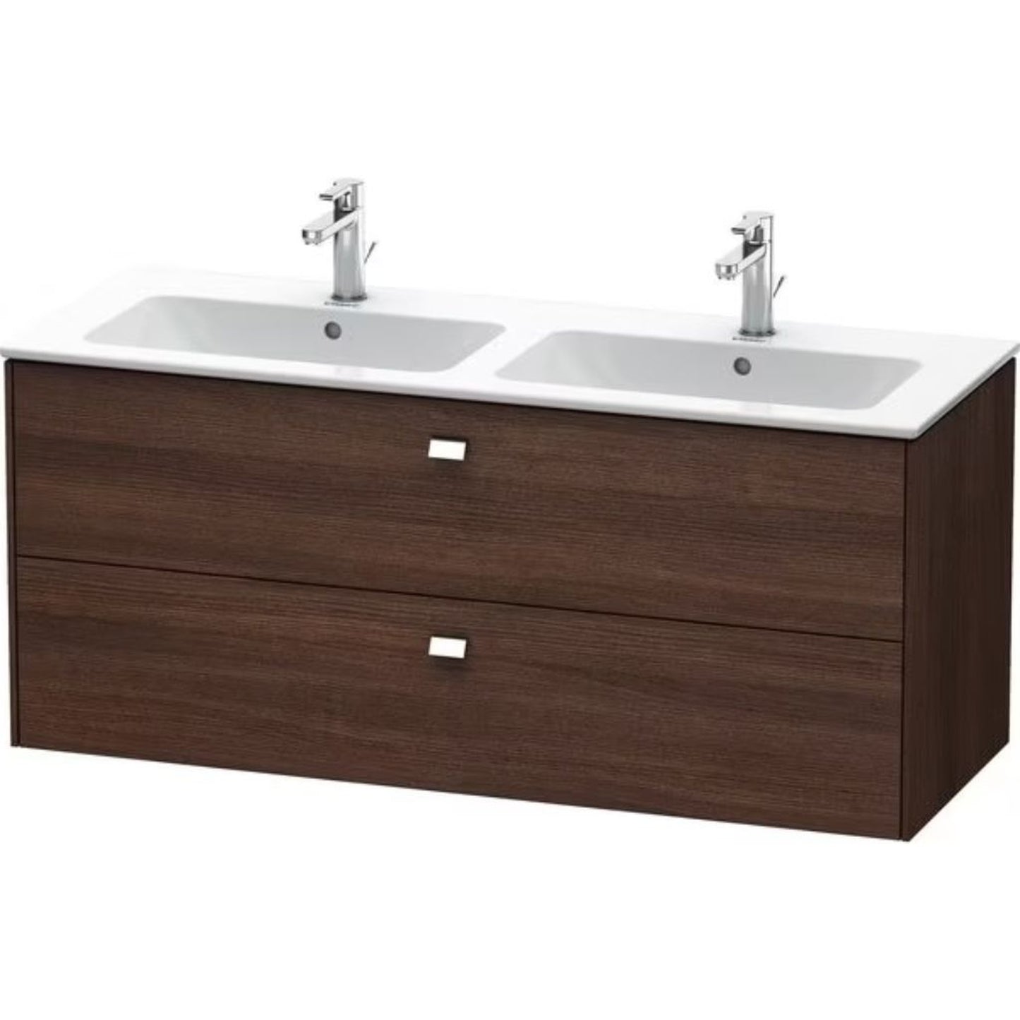 Duravit Brioso 51" x 22" x 19" Two Drawer Wall-Mount Vanity Unit in Chestnut Dark and Chrome Handle