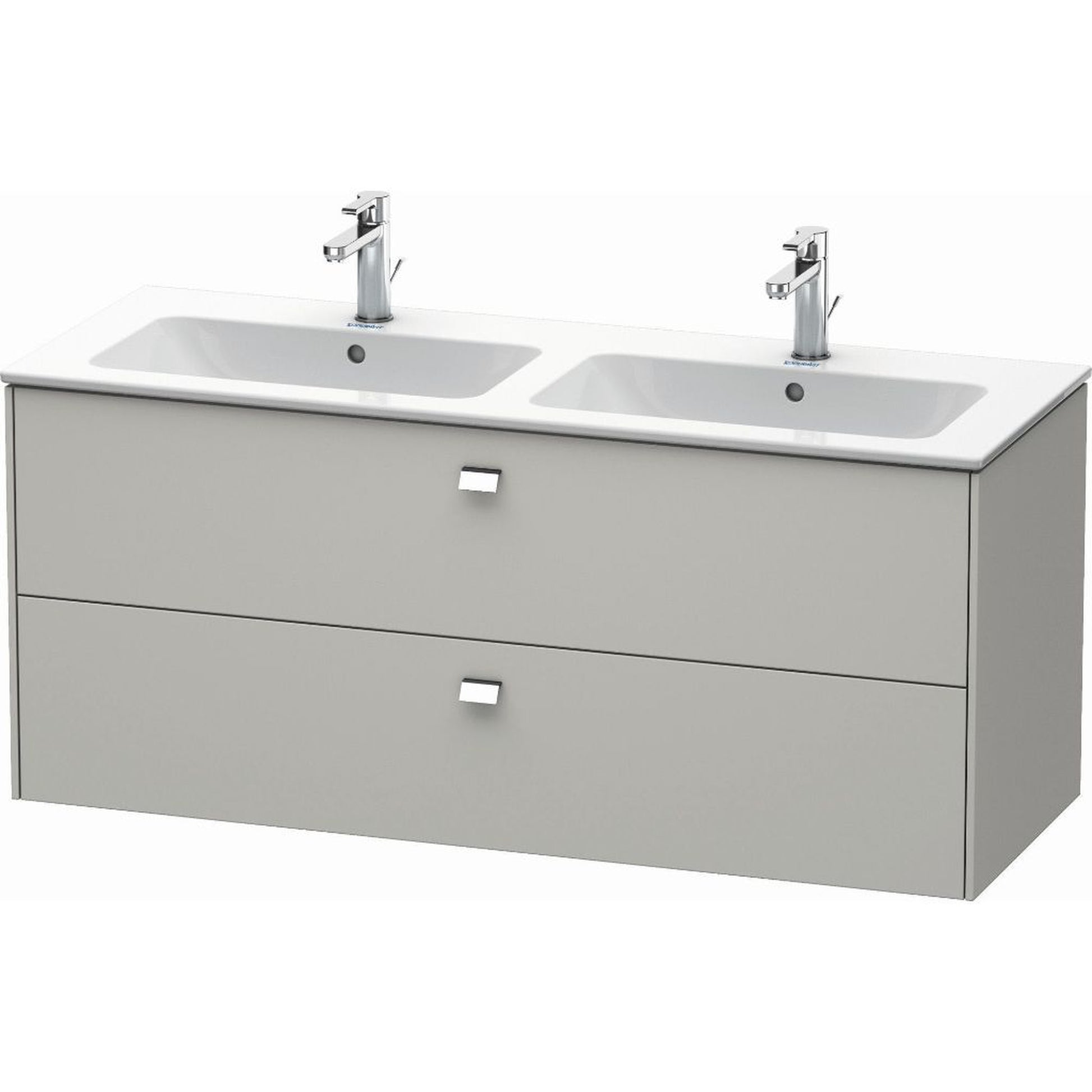 Duravit Brioso 51" x 22" x 19" Two Drawer Wall-Mount Vanity Unit in Concrete Grey Matt and Chrome Handle