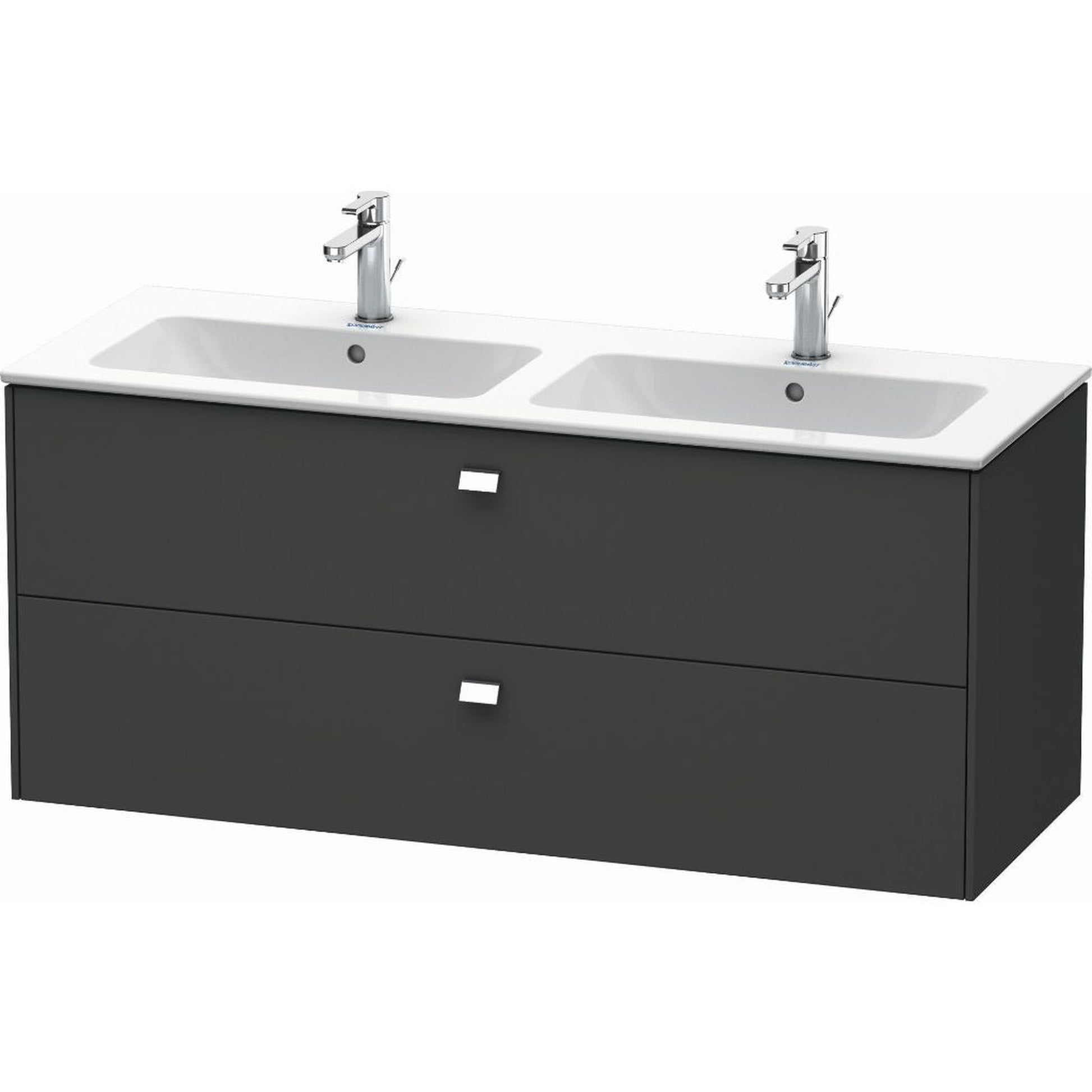 Duravit Brioso 51" x 22" x 19" Two Drawer Wall-Mount Vanity Unit in Graphite Matt and Chrome Handle