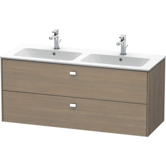 Duravit Brioso 51" x 22" x 19" Two Drawer Wall-Mount Vanity Unit in Oak Terra and Chrome Handle