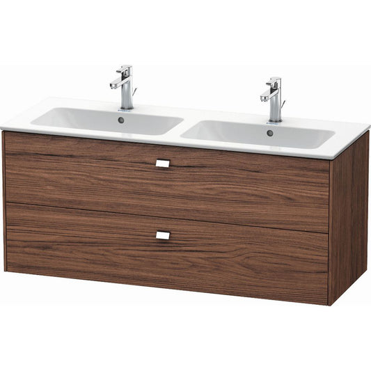 Duravit Brioso 51" x 22" x 19" Two Drawer Wall-Mount Vanity Unit in Walnut Dark and Chrome Handle