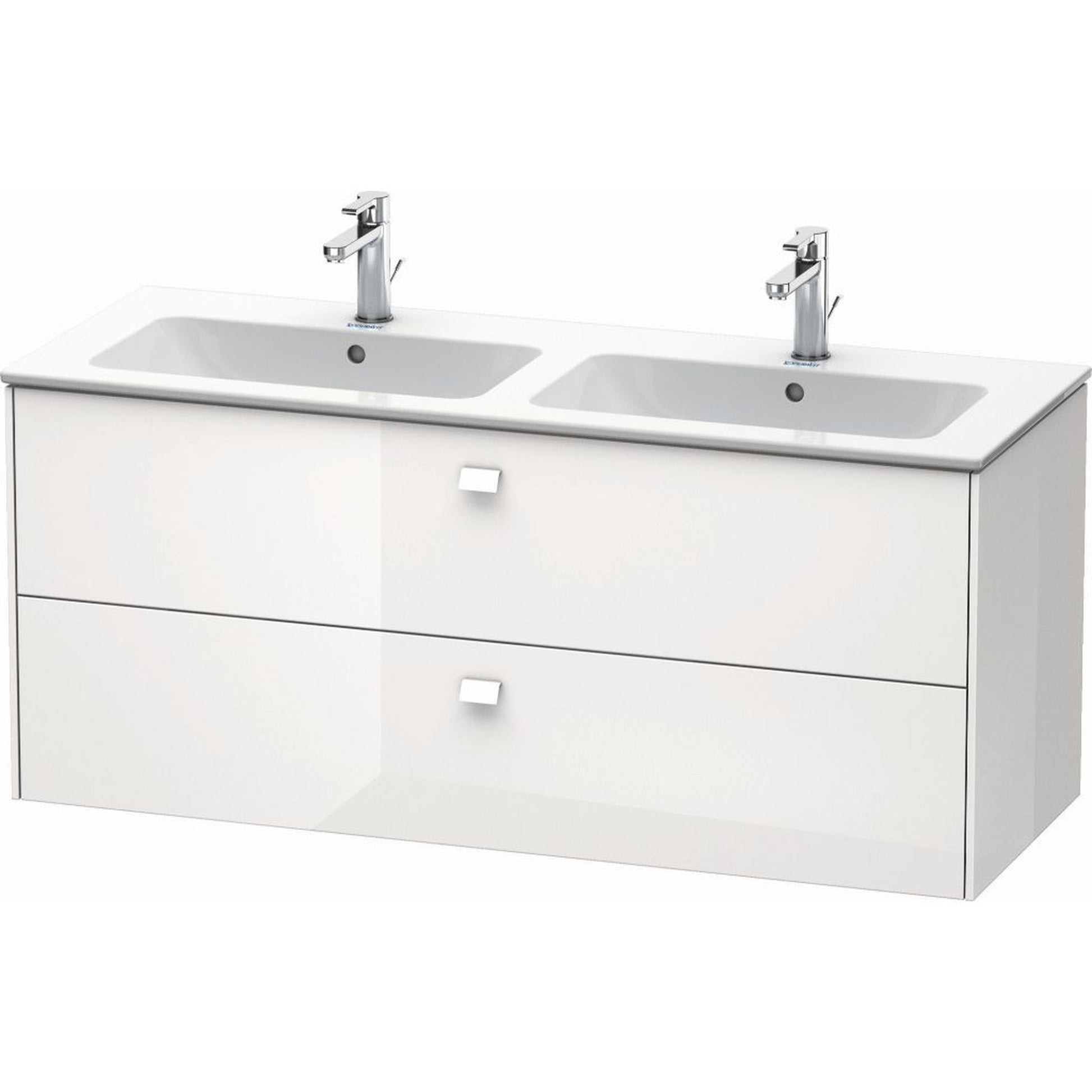 Duravit Brioso 51" x 22" x 19" Two Drawer Wall-Mount Vanity Unit in White High Gloss
