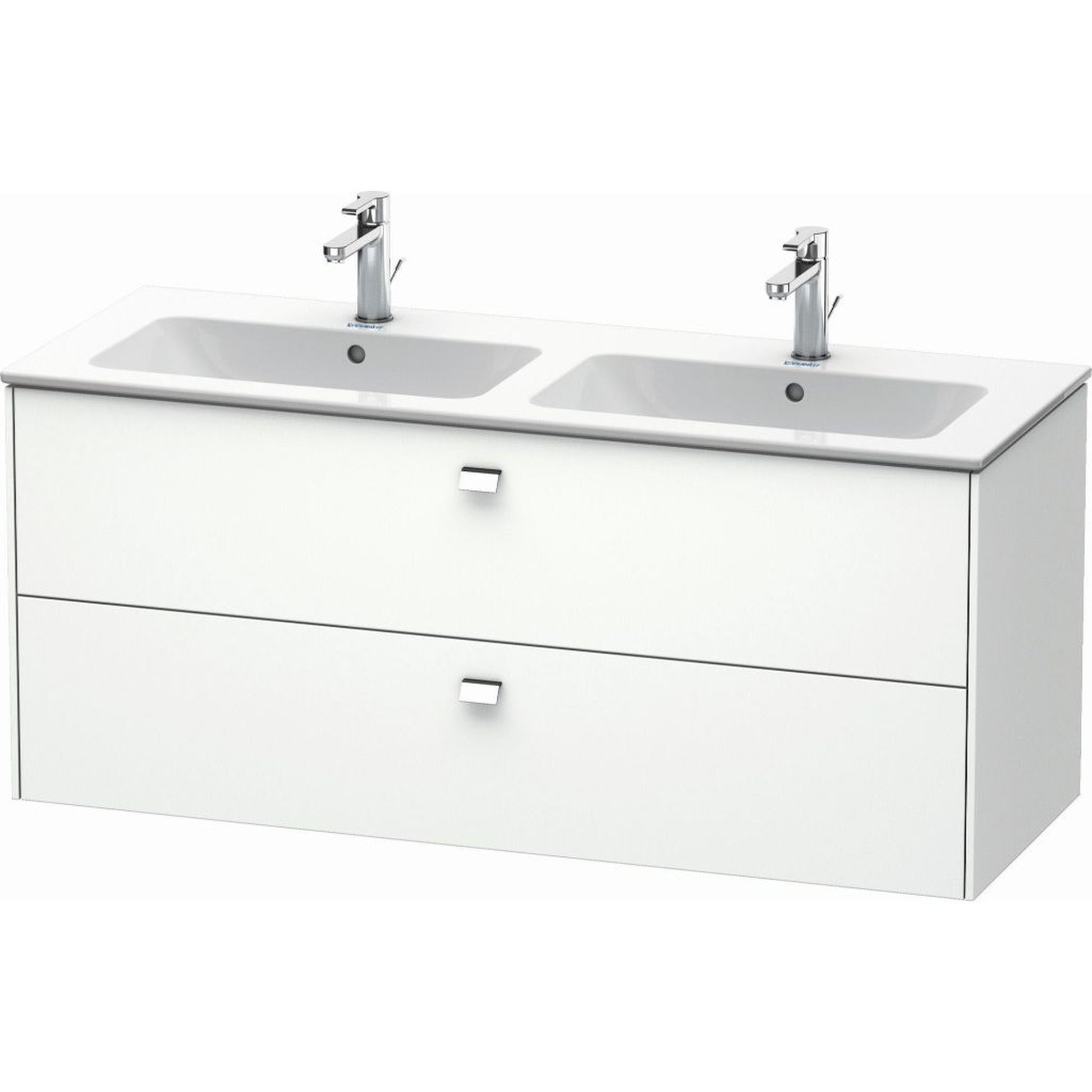 Duravit Brioso 51" x 22" x 19" Two Drawer Wall-Mount Vanity Unit in White Matt and Chrome Handle