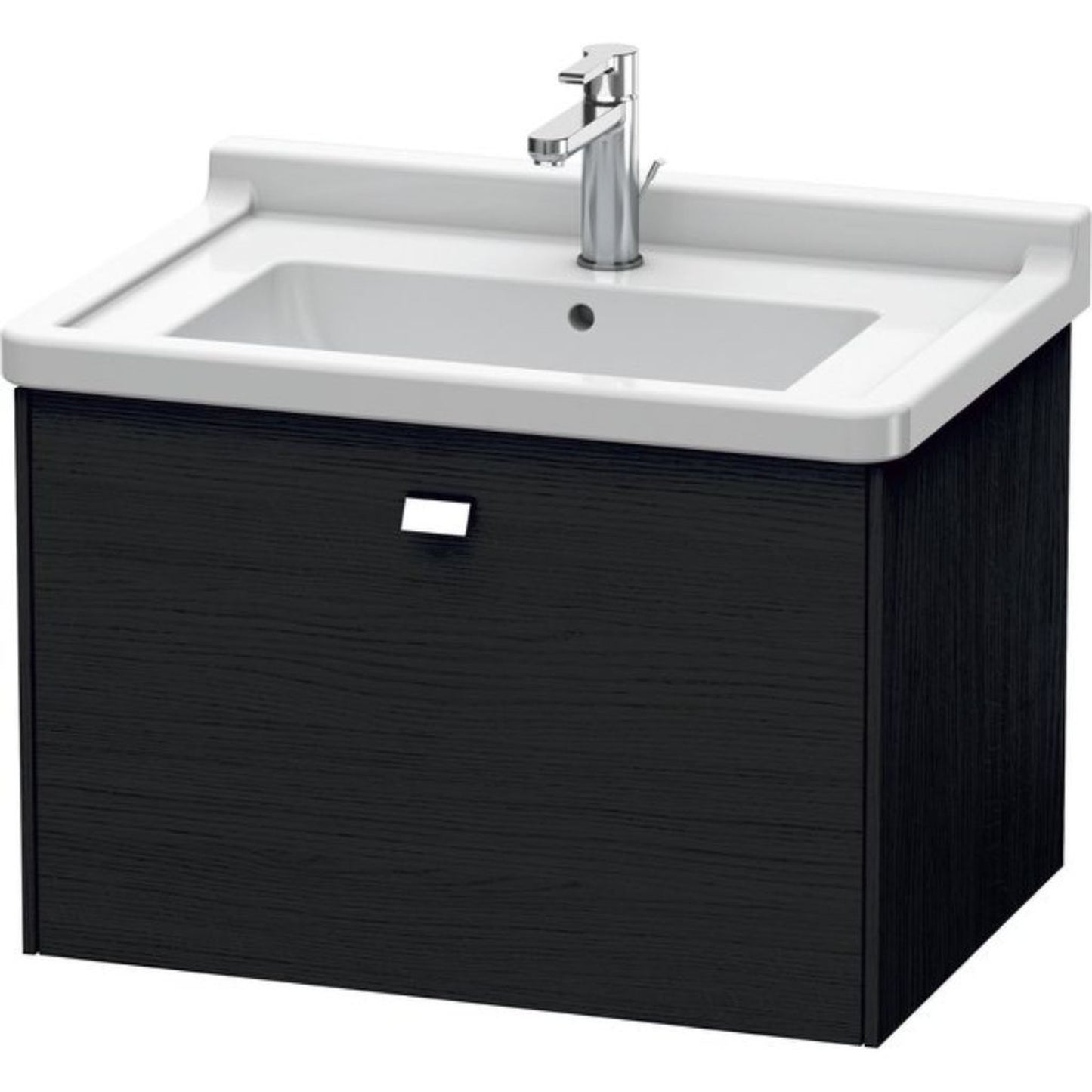 Duravit Brioso BR40410 26" x 18" x 18" One Drawer Wall-Mount Vanity Unit in Black Oak and Chrome Handle