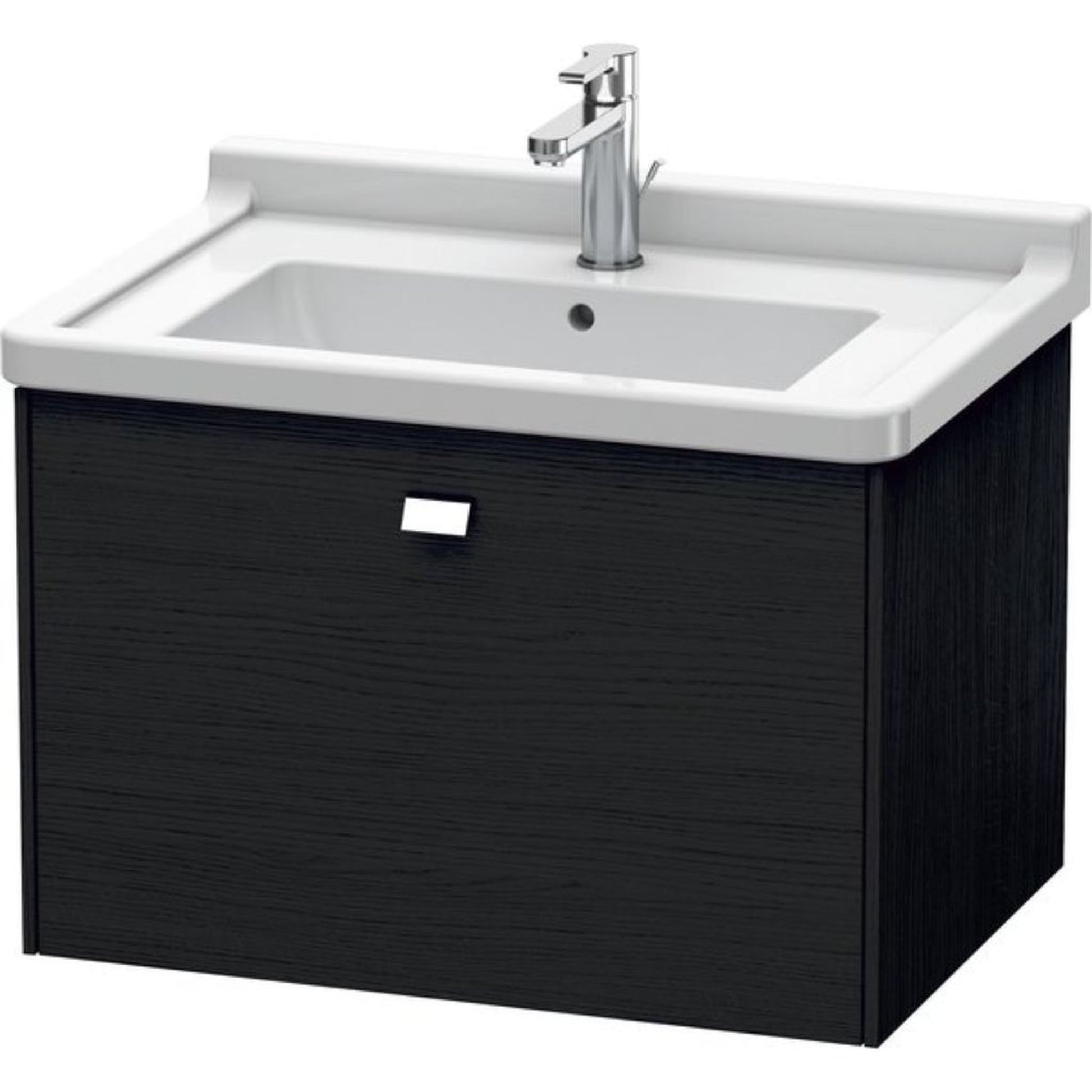 Duravit Brioso BR40410 26" x 18" x 18" One Drawer Wall-Mount Vanity Unit in Black Oak and Chrome Handle