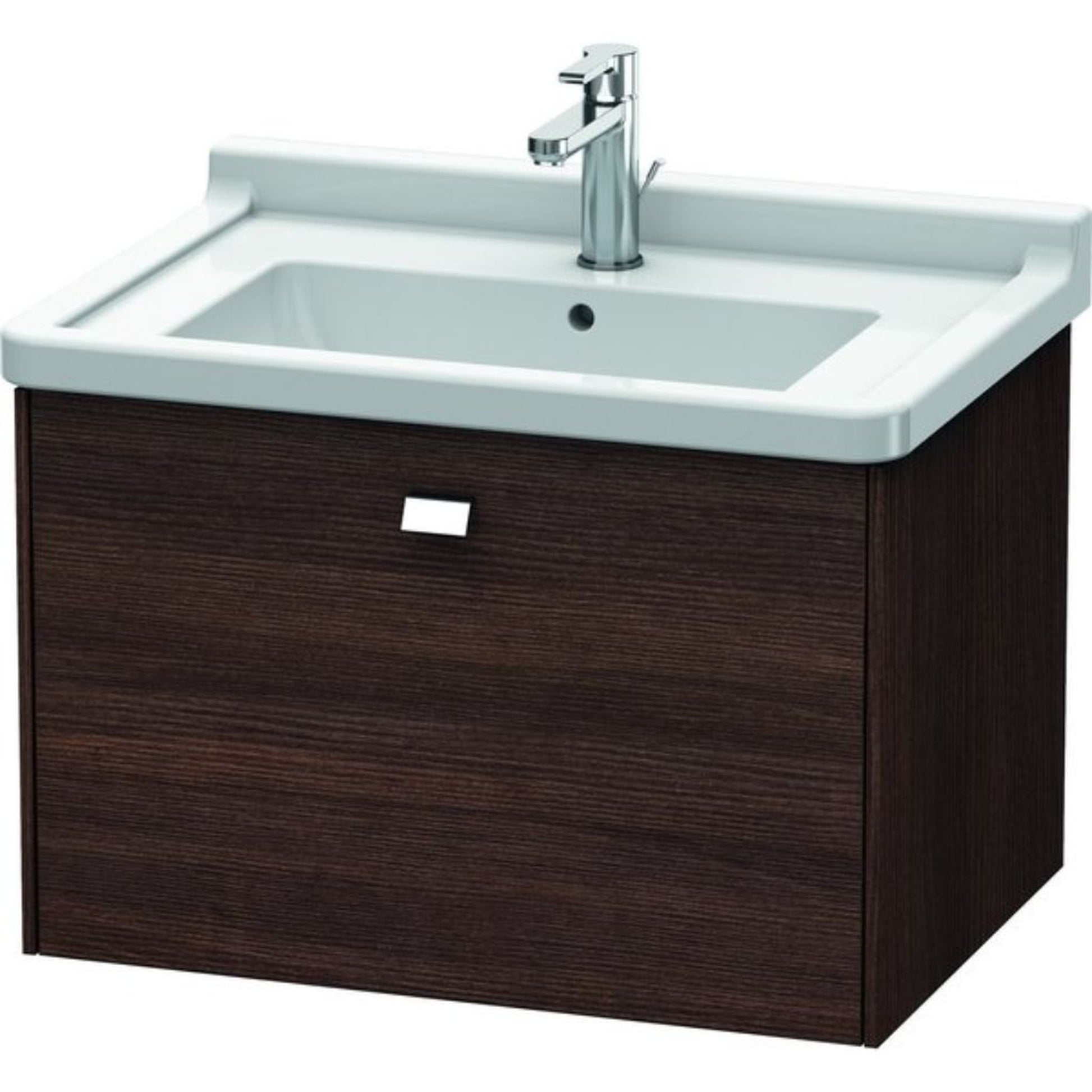 Duravit Brioso BR40410 26" x 18" x 18" One Drawer Wall-Mount Vanity Unit in Chestnut Dark and Chrome Handle