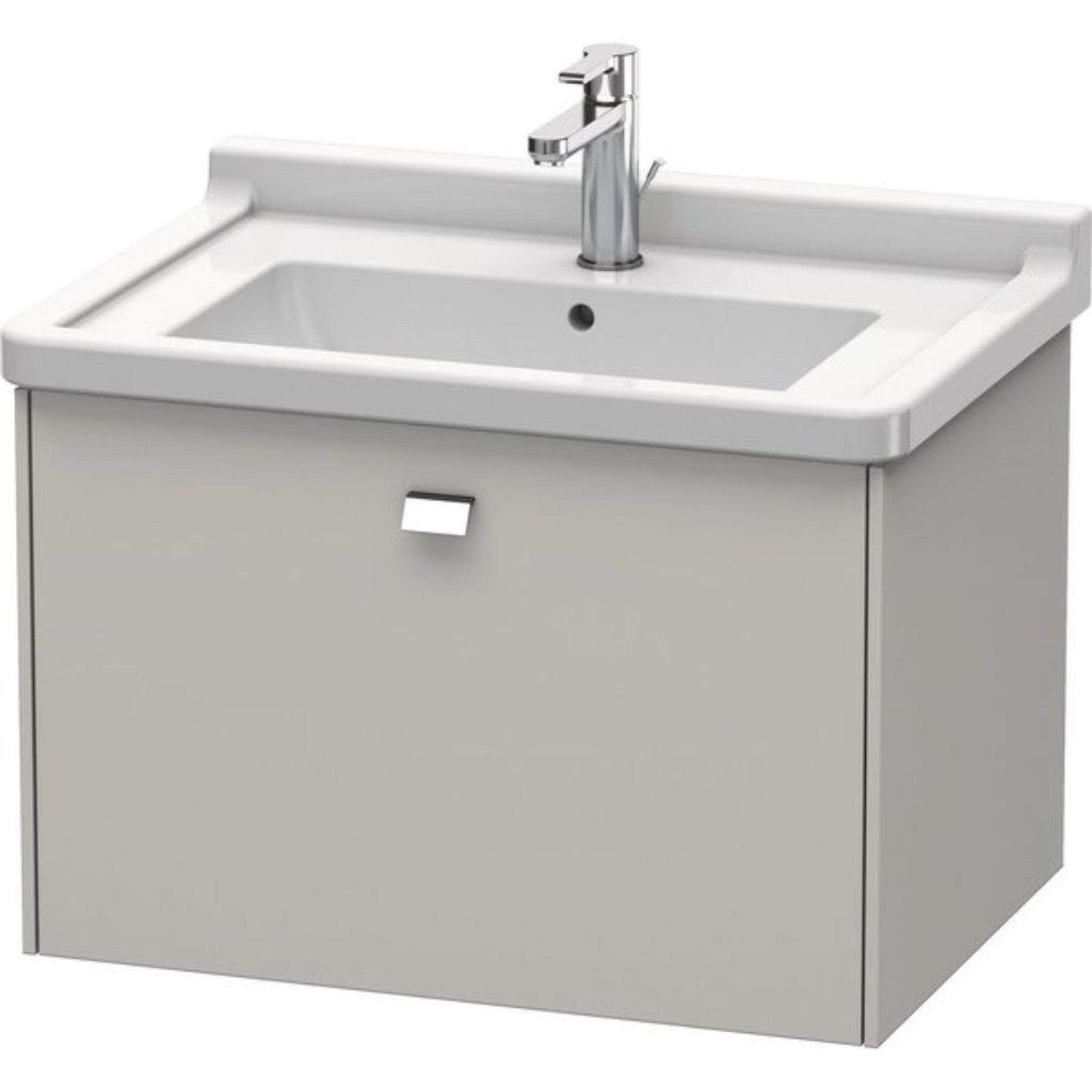 Duravit Brioso BR40410 26" x 18" x 18" One Drawer Wall-Mount Vanity Unit in Concrete Grey Matt and Chrome Handle