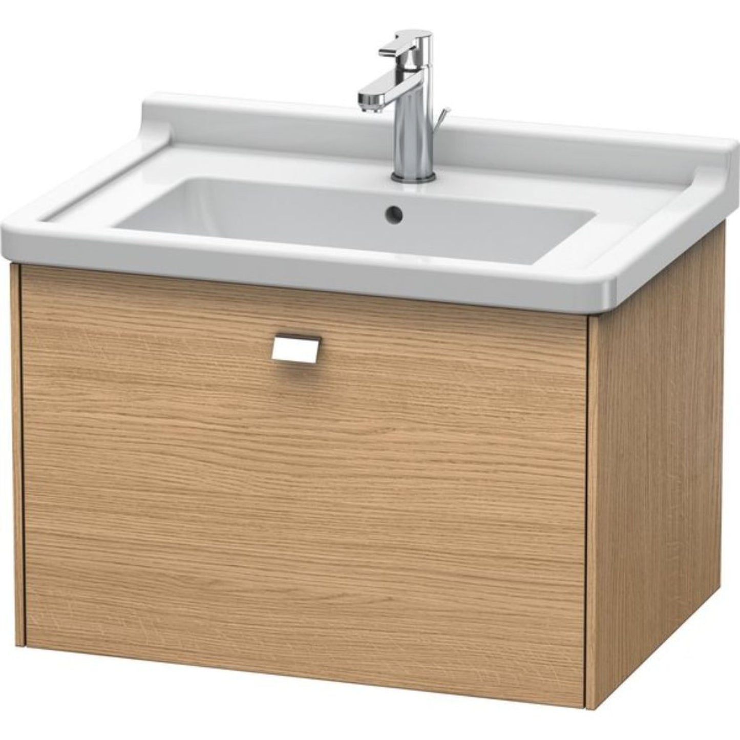 Duravit Brioso BR40410 26" x 18" x 18" One Drawer Wall-Mount Vanity Unit in European Oak and Chrome Handle