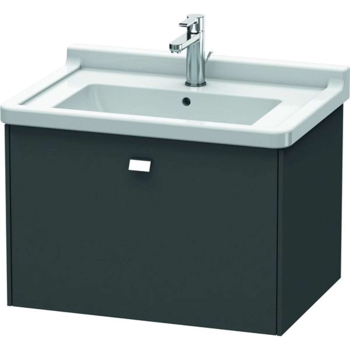 Duravit Brioso BR40410 26" x 18" x 18" One Drawer Wall-Mount Vanity Unit in Graphite Matt and Chrome Handle