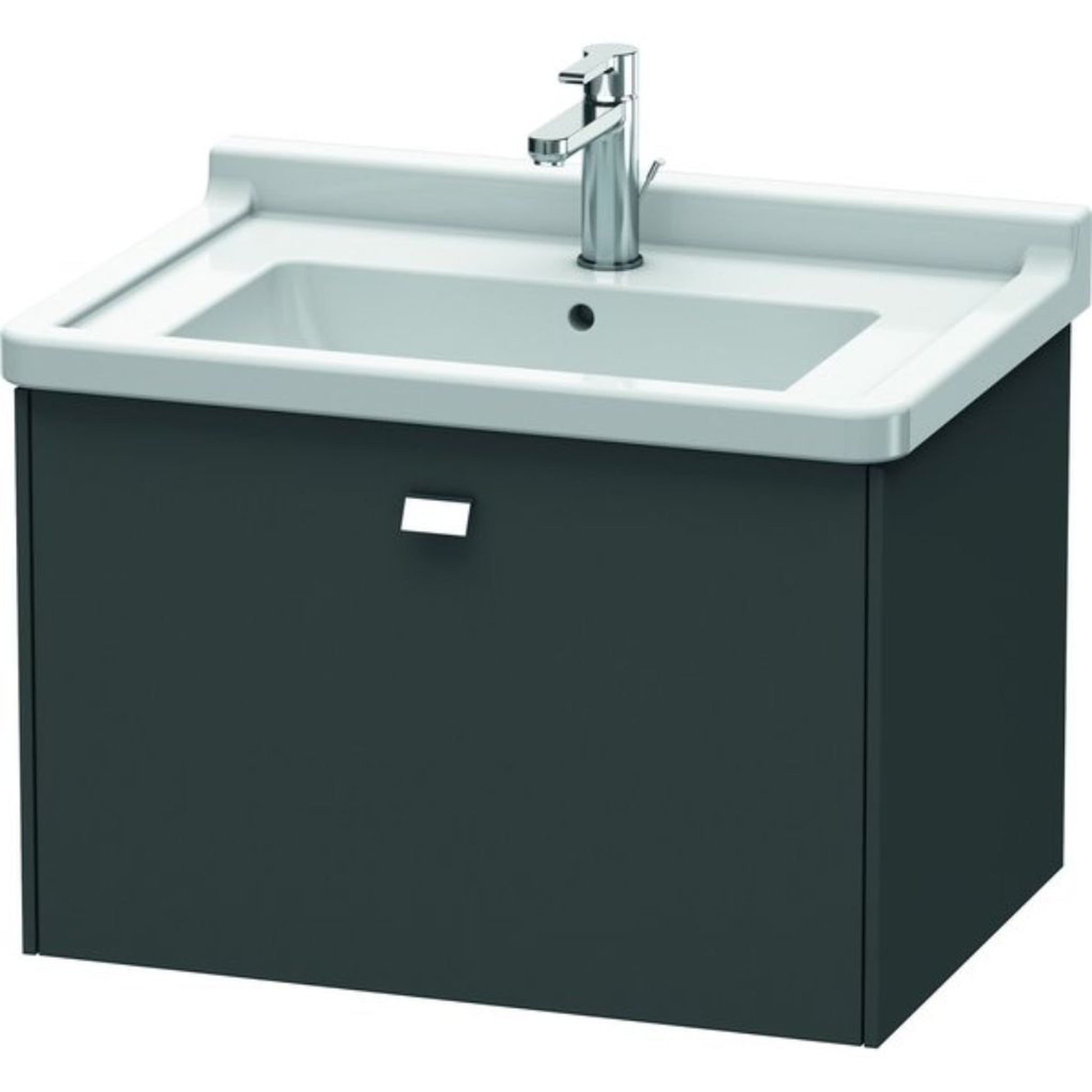 Duravit Brioso BR40410 26" x 18" x 18" One Drawer Wall-Mount Vanity Unit in Graphite Matt and Chrome Handle