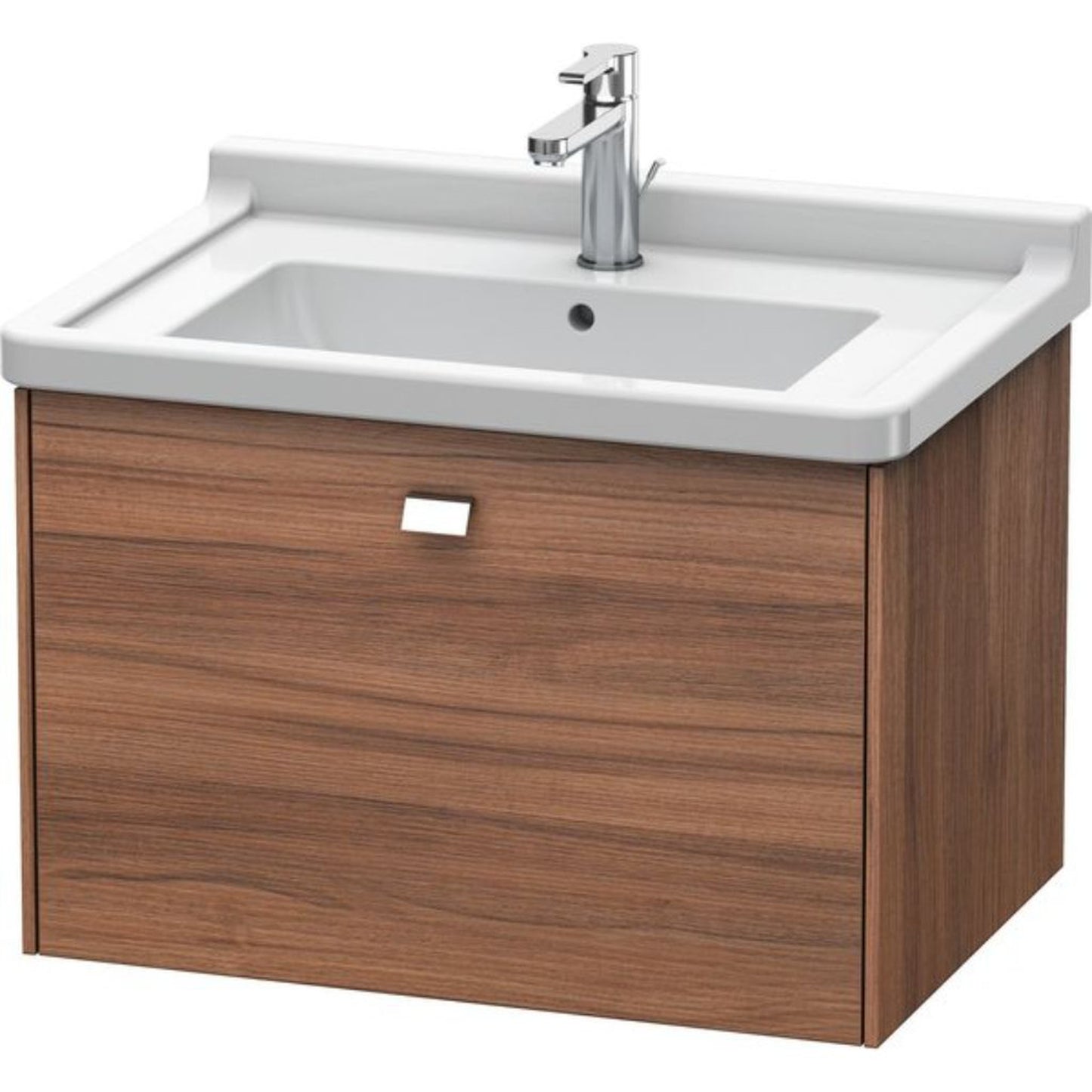 Duravit Brioso BR40410 26" x 18" x 18" One Drawer Wall-Mount Vanity Unit in Natural Walnut and Chrome Handle