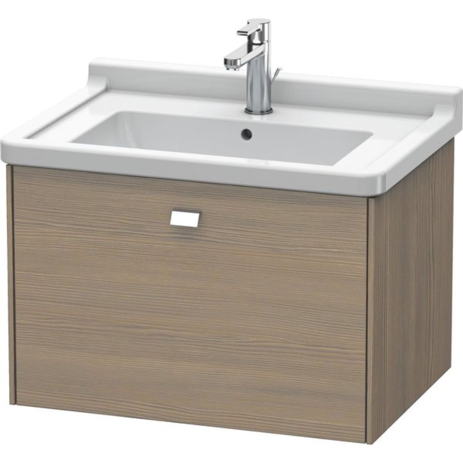 Duravit Brioso BR40410 26" x 18" x 18" One Drawer Wall-Mount Vanity Unit in Oak Terra and Chrome Handle