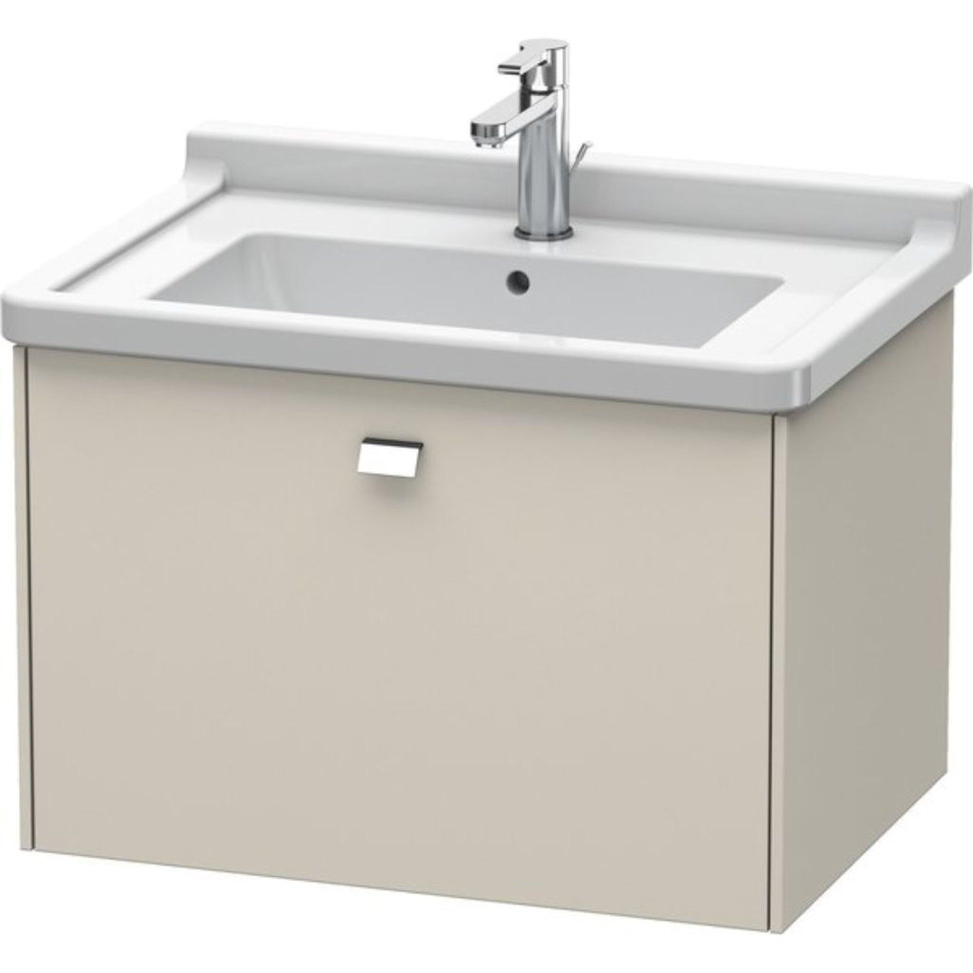 Duravit Brioso BR40410 26" x 18" x 18" One Drawer Wall-Mount Vanity Unit in Taupe and Chrome Handle