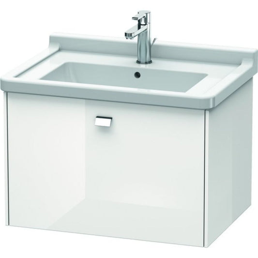 Duravit Brioso BR40410 26" x 18" x 18" One Drawer Wall-Mount Vanity Unit in White High Gloss and Chrome Handle