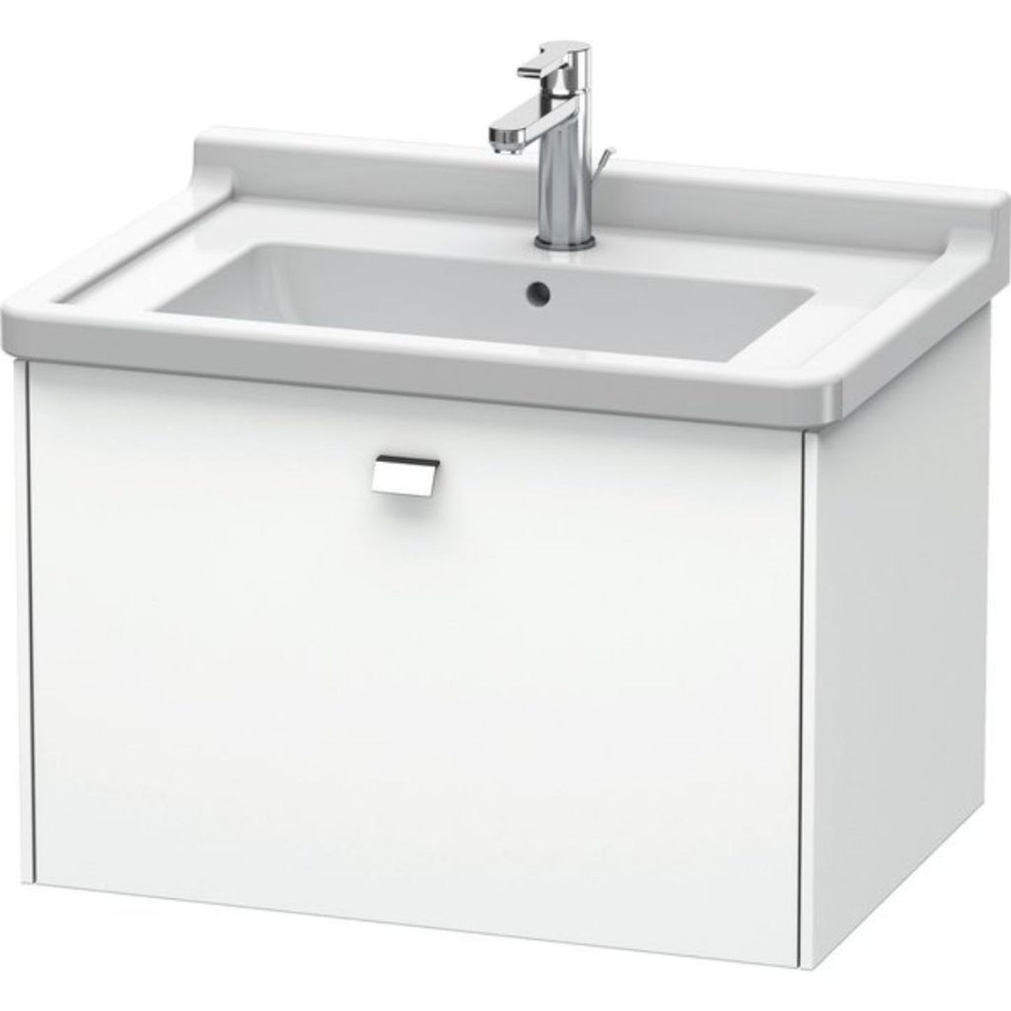 Duravit Brioso BR40410 26" x 18" x 18" One Drawer Wall-Mount Vanity Unit in White Matt and Chrome Handle