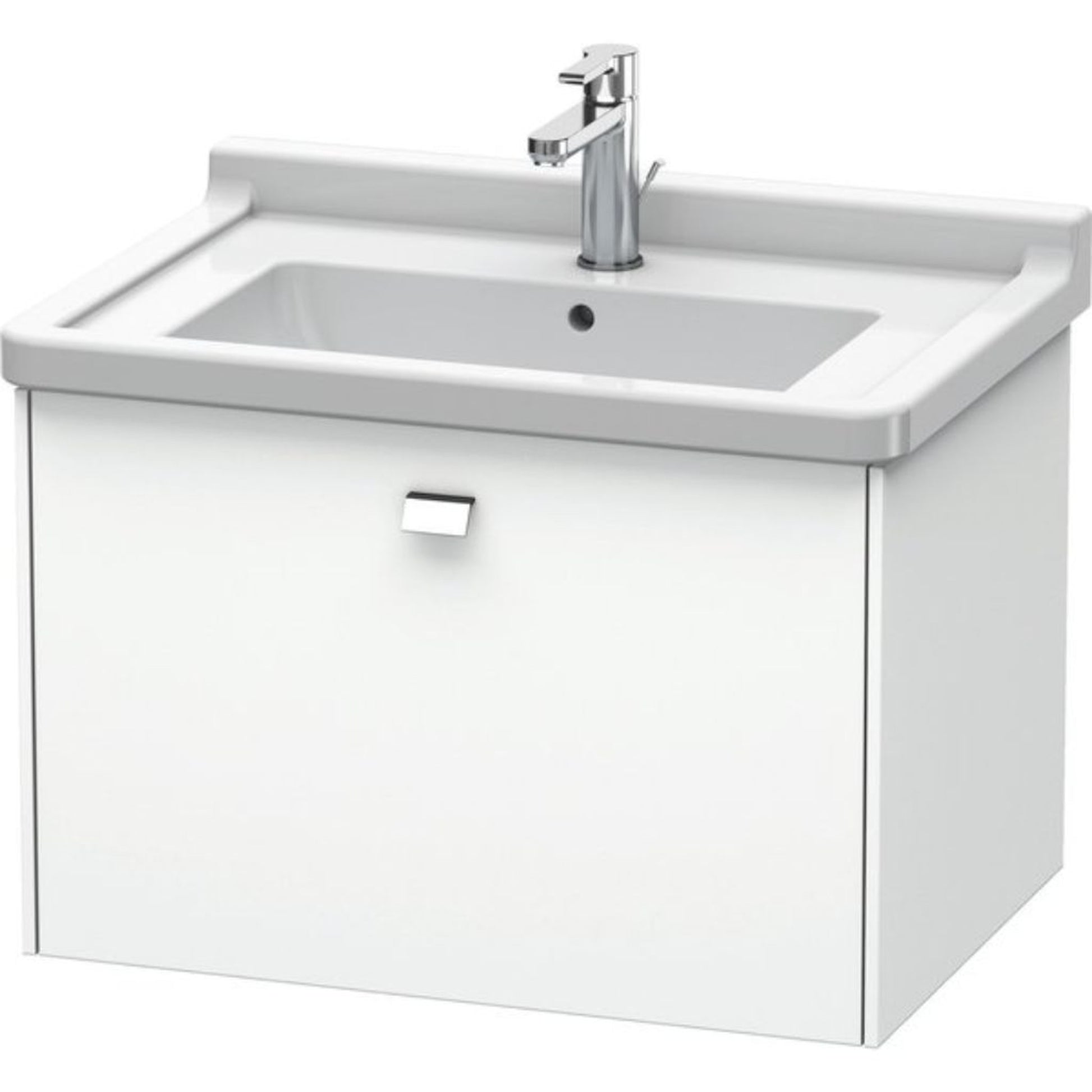 Duravit Brioso BR40410 26" x 18" x 18" One Drawer Wall-Mount Vanity Unit in White Matt and Chrome Handle