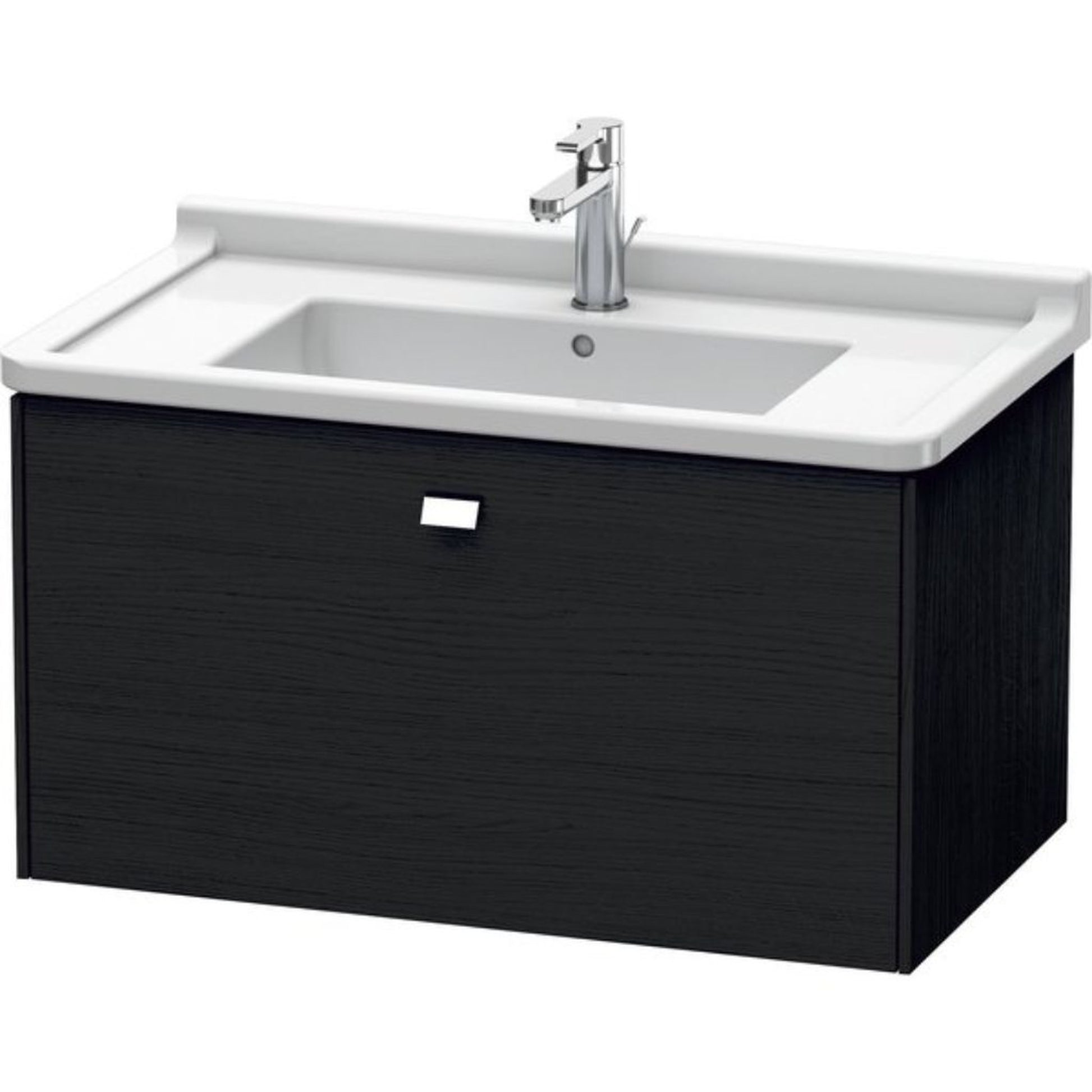 Duravit Brioso BR40420 32" x 18" x 18" One Drawer Wall-Mount Vanity Unit in Black Oak and Chrome Handle
