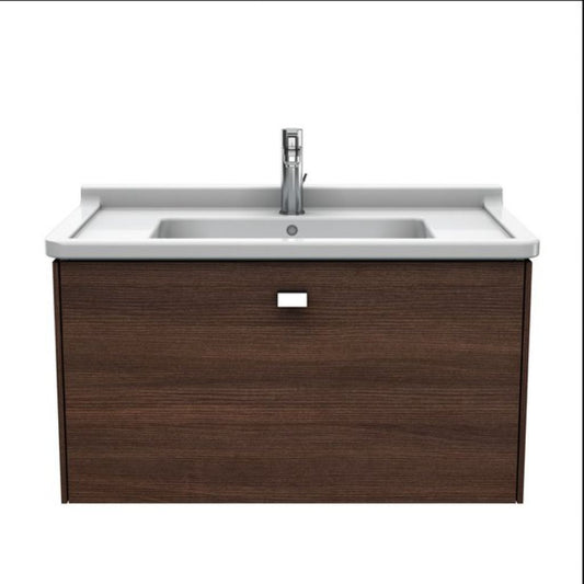 Duravit Brioso BR40420 32" x 18" x 18" One Drawer Wall-Mount Vanity Unit in Chestnut Dark and Chrome Handle