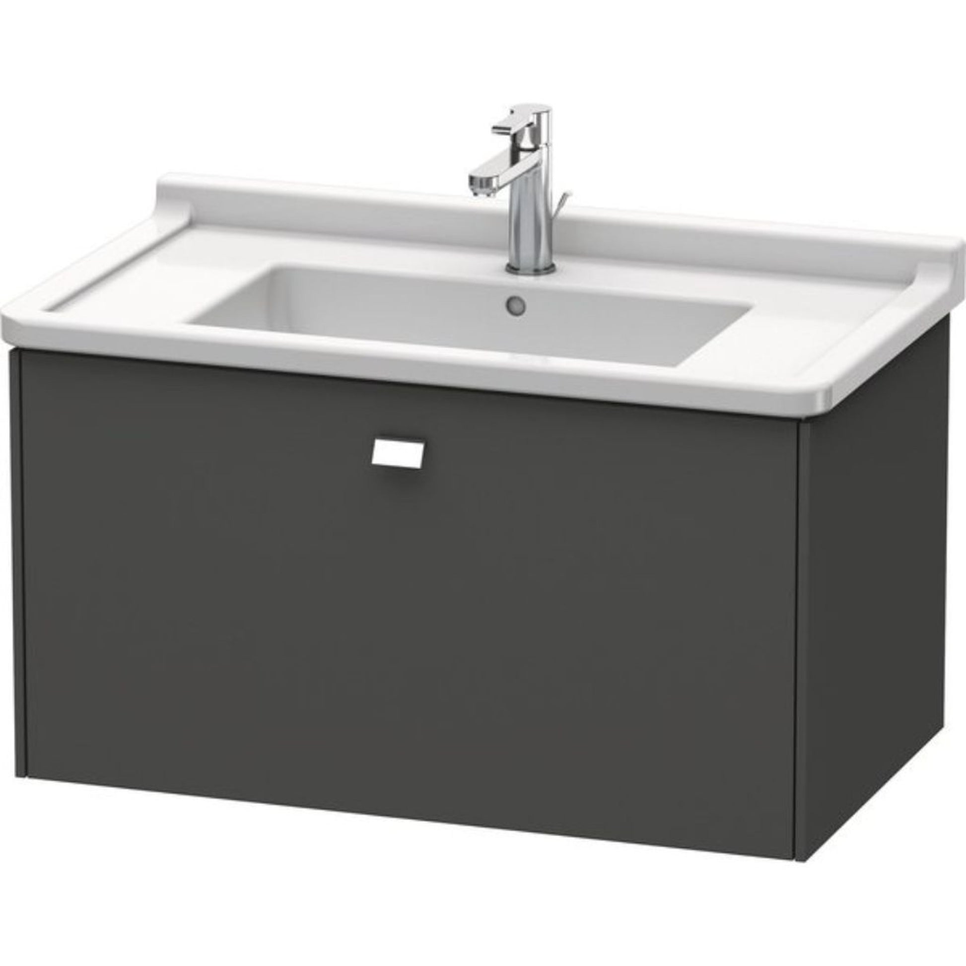 Duravit Brioso BR40420 32" x 18" x 18" One Drawer Wall-Mount Vanity Unit in Graphite Matt and Chrome Handle