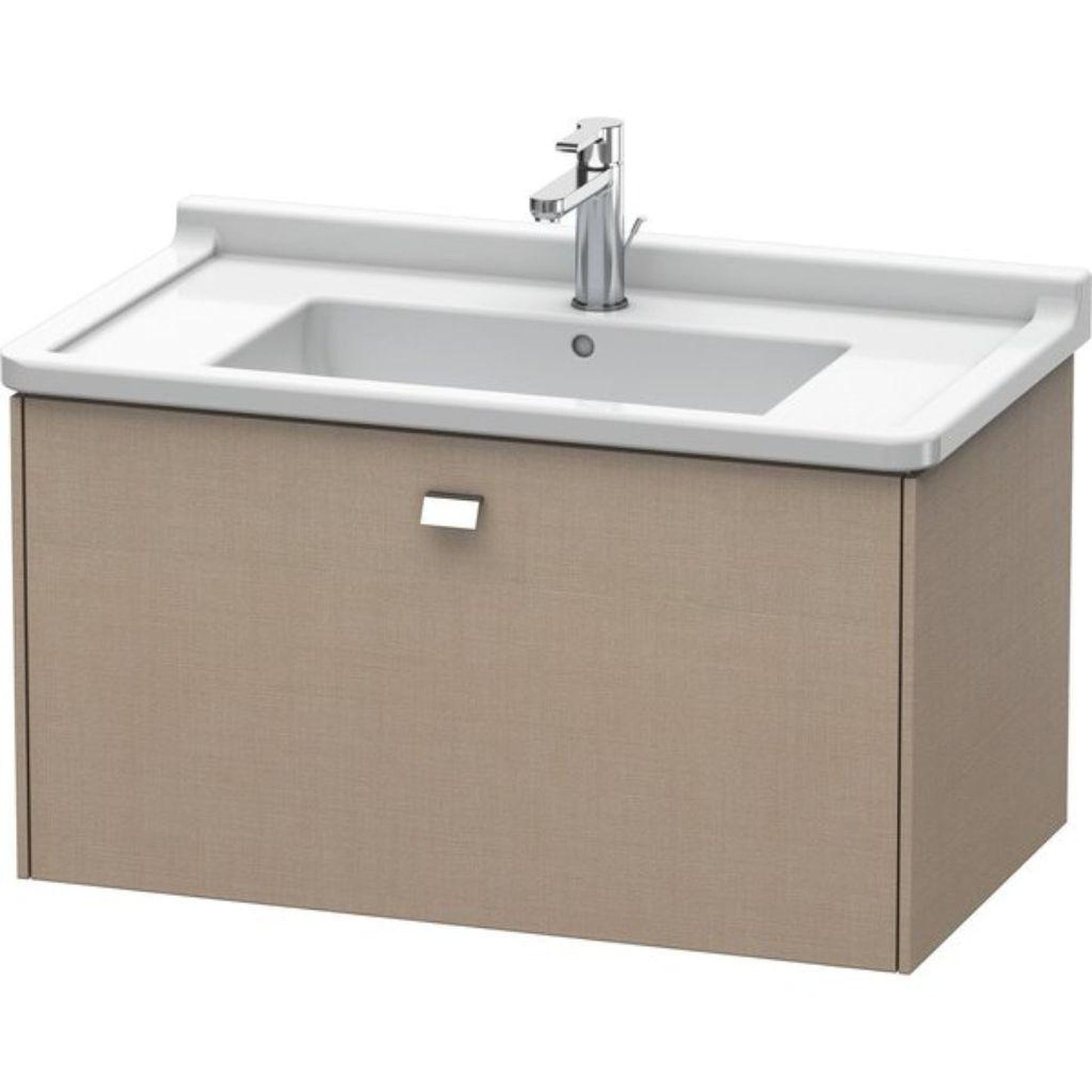 Duravit Brioso BR40420 32" x 18" x 18" One Drawer Wall-Mount Vanity Unit in Linen and Chrome Handle