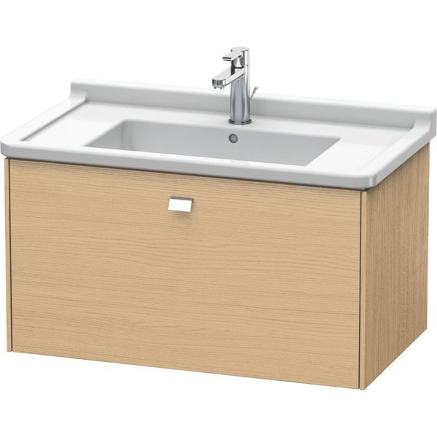 Duravit Brioso BR40420 32" x 18" x 18" One Drawer Wall-Mount Vanity Unit in Natural Oak and Chrome Handle