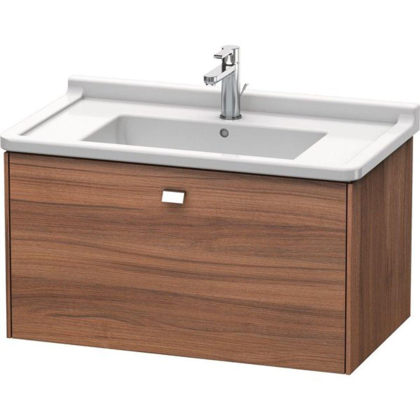 Duravit Brioso BR40420 32" x 18" x 18" One Drawer Wall-Mount Vanity Unit in Natural Walnut and Chrome Handle
