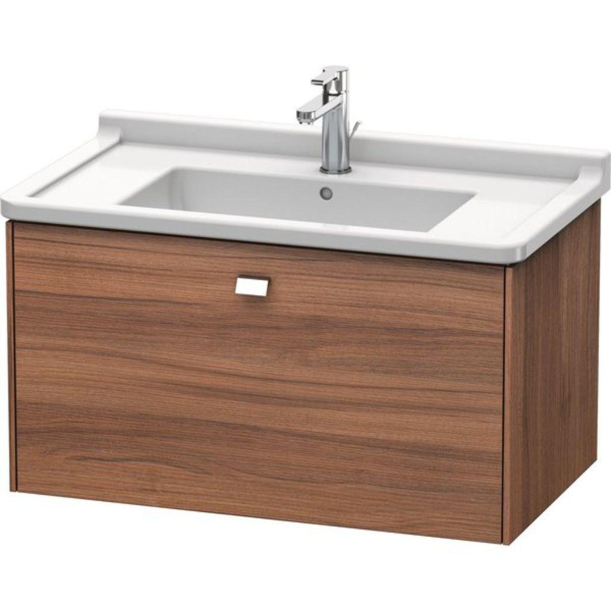 Duravit Brioso BR40420 32" x 18" x 18" One Drawer Wall-Mount Vanity Unit in Natural Walnut and Chrome Handle