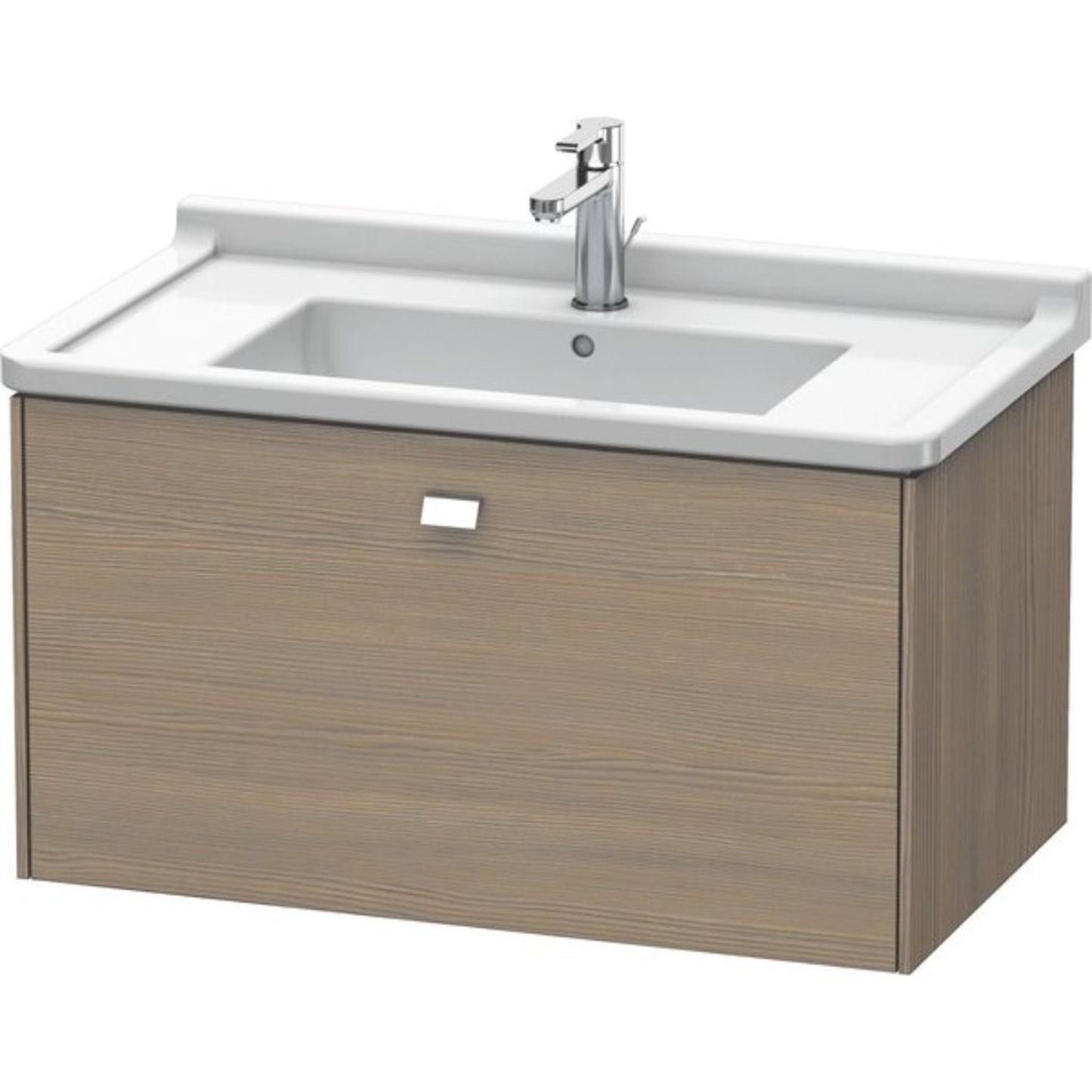 Duravit Brioso BR40420 32" x 18" x 18" One Drawer Wall-Mount Vanity Unit in Oak Terra and Chrome Handle