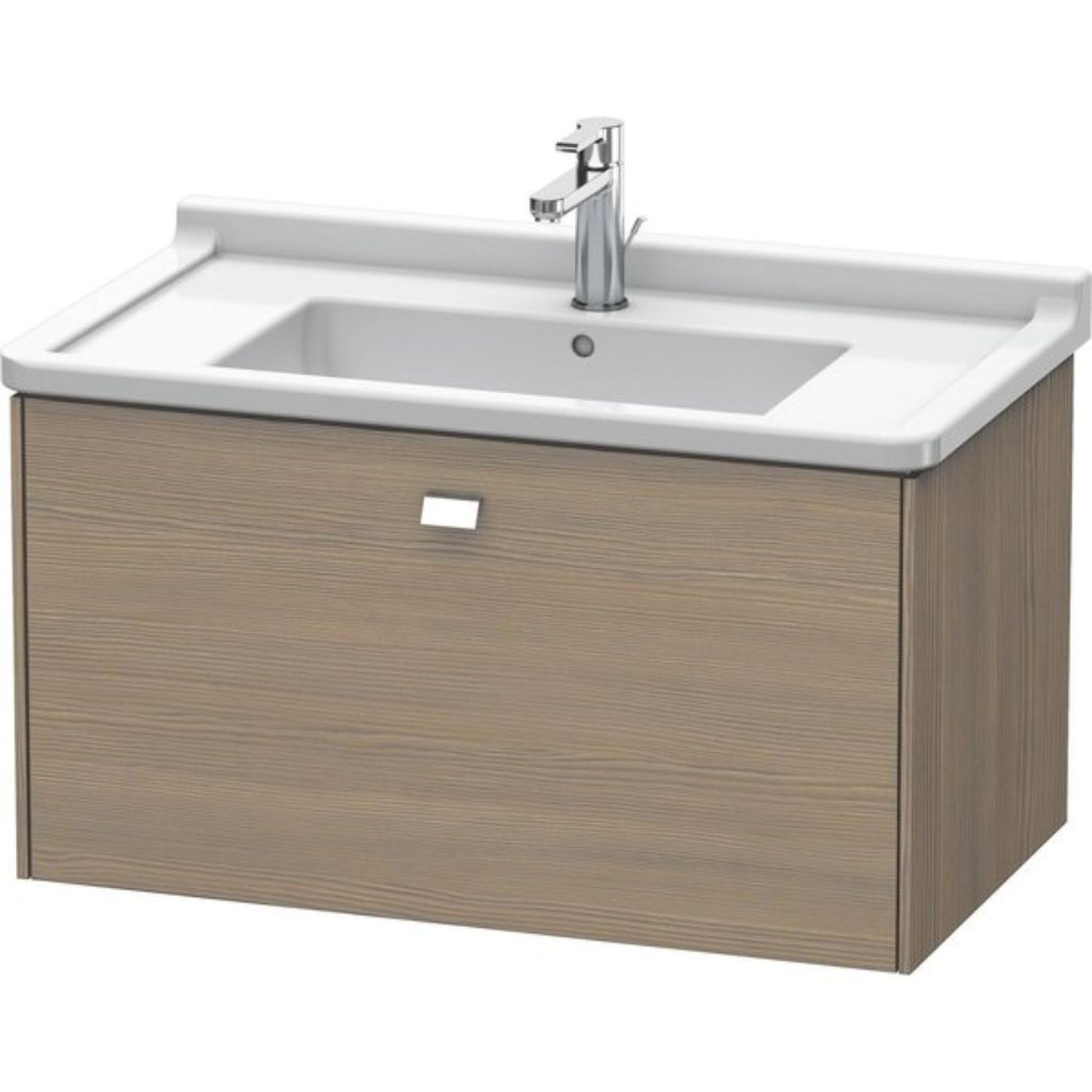 Duravit Brioso BR40420 32" x 18" x 18" One Drawer Wall-Mount Vanity Unit in Oak Terra and Chrome Handle