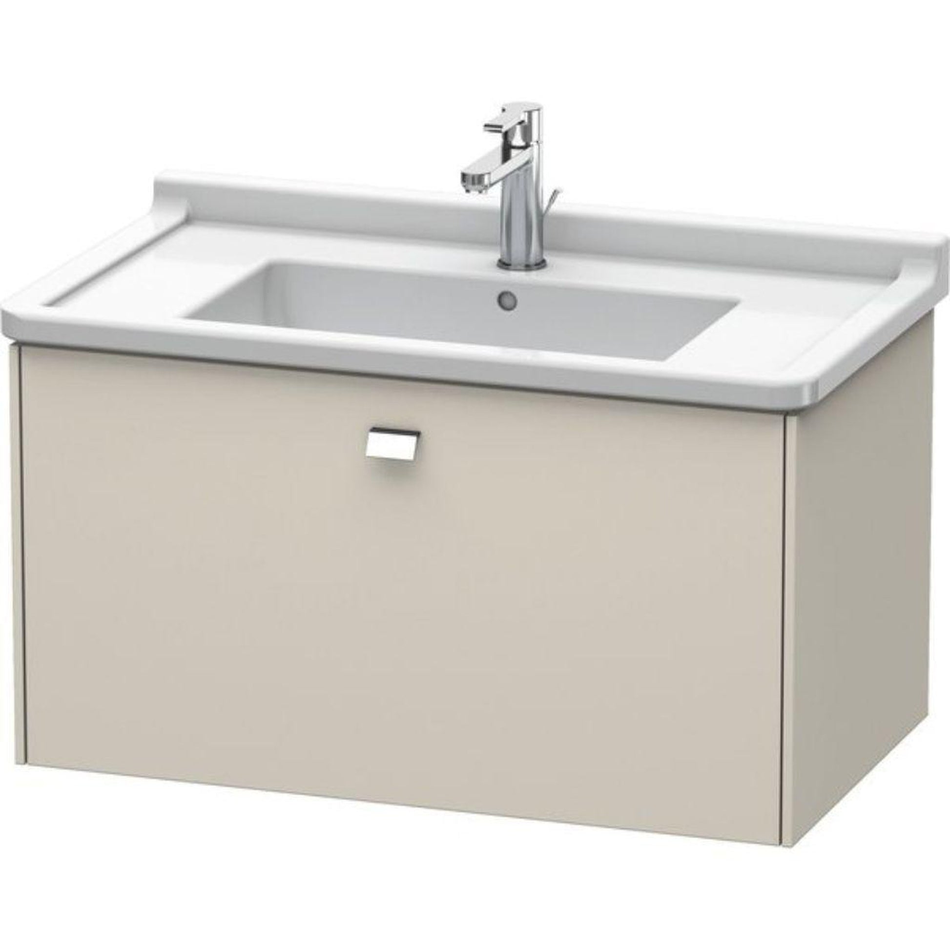 Duravit Brioso BR40420 32" x 18" x 18" One Drawer Wall-Mount Vanity Unit in Taupe and Chrome Handle
