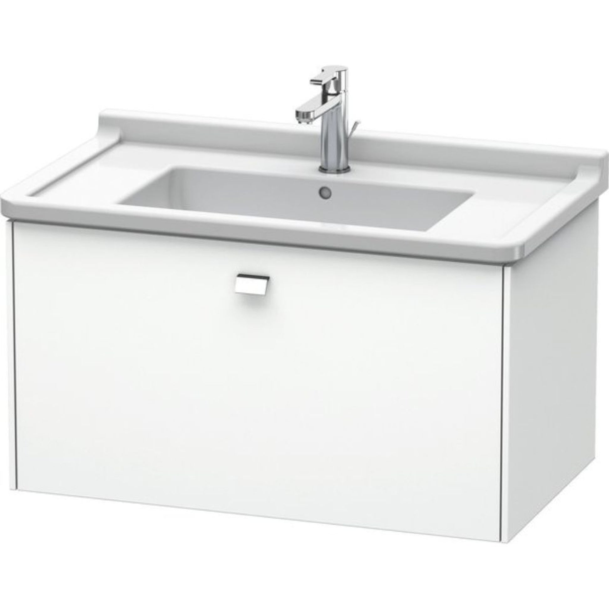 Duravit Brioso BR40420 32" x 18" x 18" One Drawer Wall-Mount Vanity Unit in White Matt and Chrome Handle