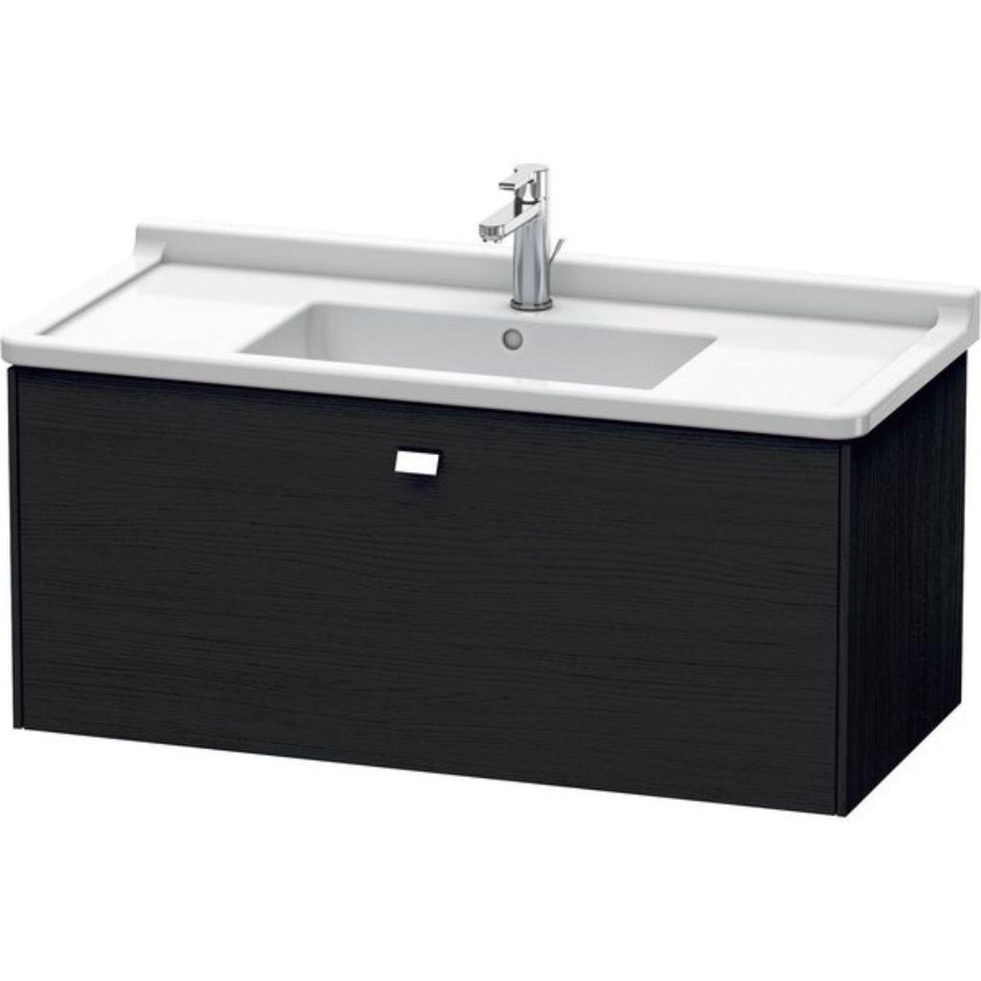 Duravit Brioso BR40430 40" x 18" x 18" One Drawer Wall-Mount Vanity Unit in Black Oak and Chrome Handle