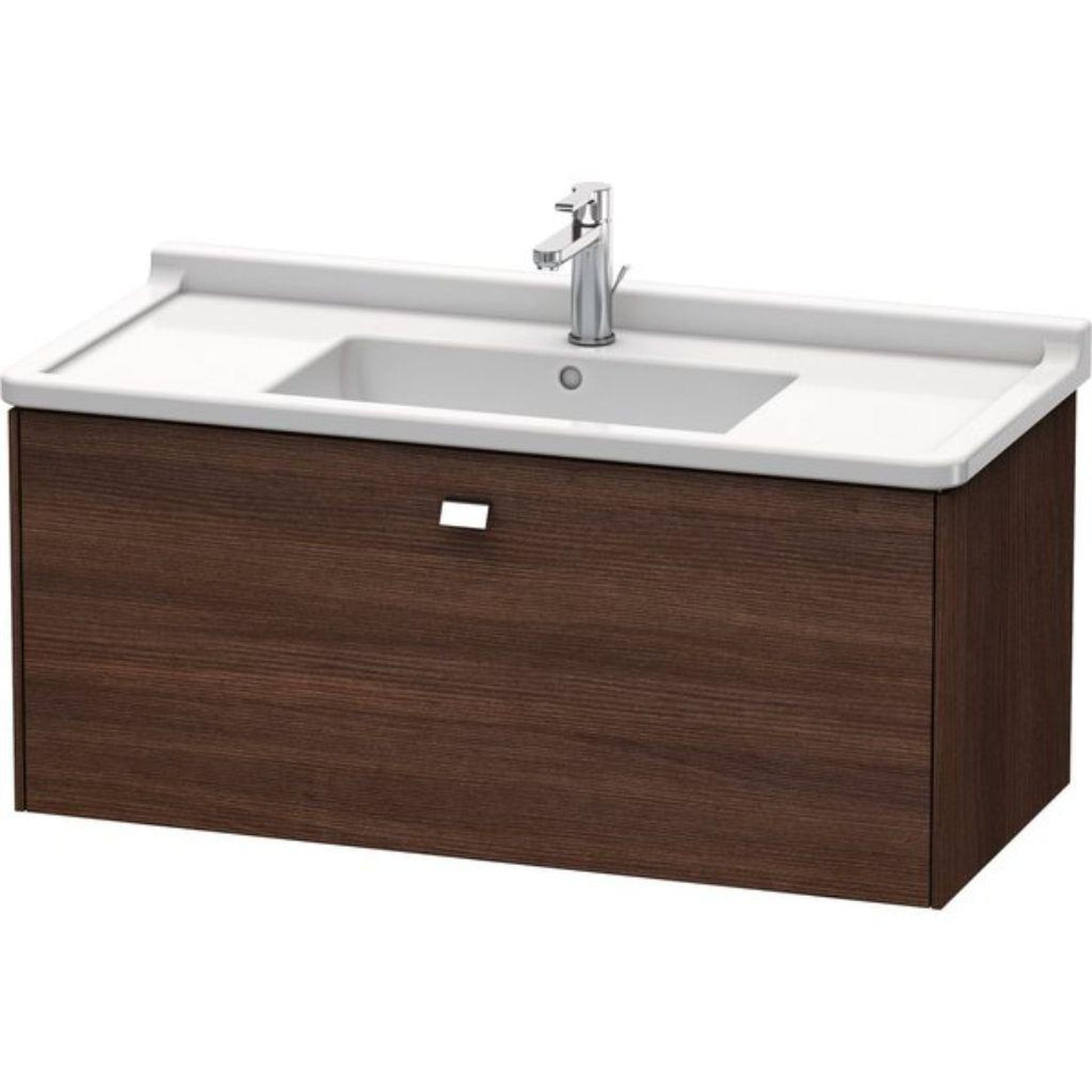 Duravit Brioso BR40430 40" x 18" x 18" One Drawer Wall-Mount Vanity Unit in Chestnut Dark and Chrome Handle