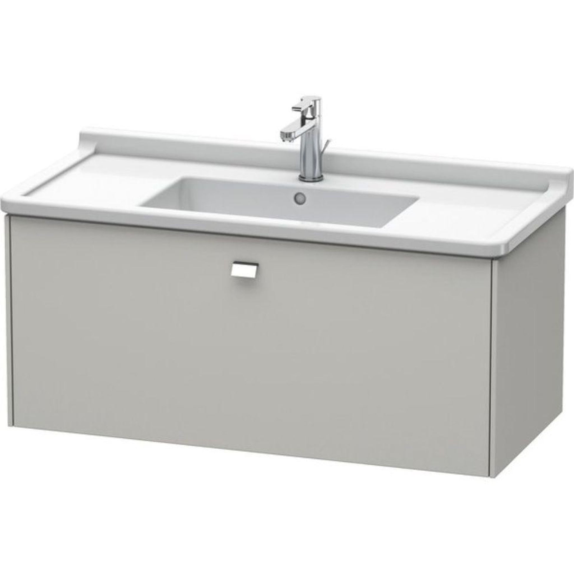Duravit Brioso BR40430 40" x 18" x 18" One Drawer Wall-Mount Vanity Unit in Concrete Grey Matt and Chrome Handle