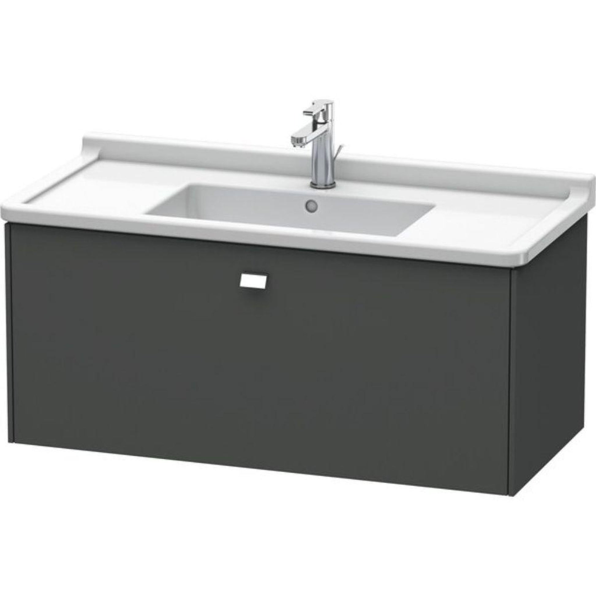 Duravit Brioso BR40430 40" x 18" x 18" One Drawer Wall-Mount Vanity Unit in Graphite Matt and Chrome Handle
