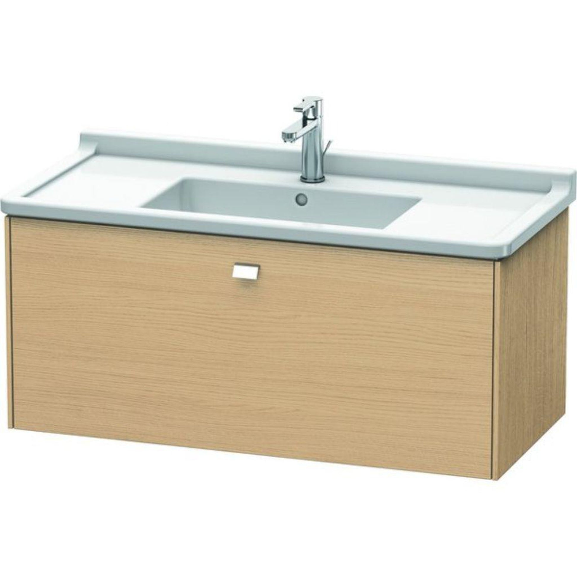 Duravit Brioso BR40430 40" x 18" x 18" One Drawer Wall-Mount Vanity Unit in Natural Oak and Chrome Handle