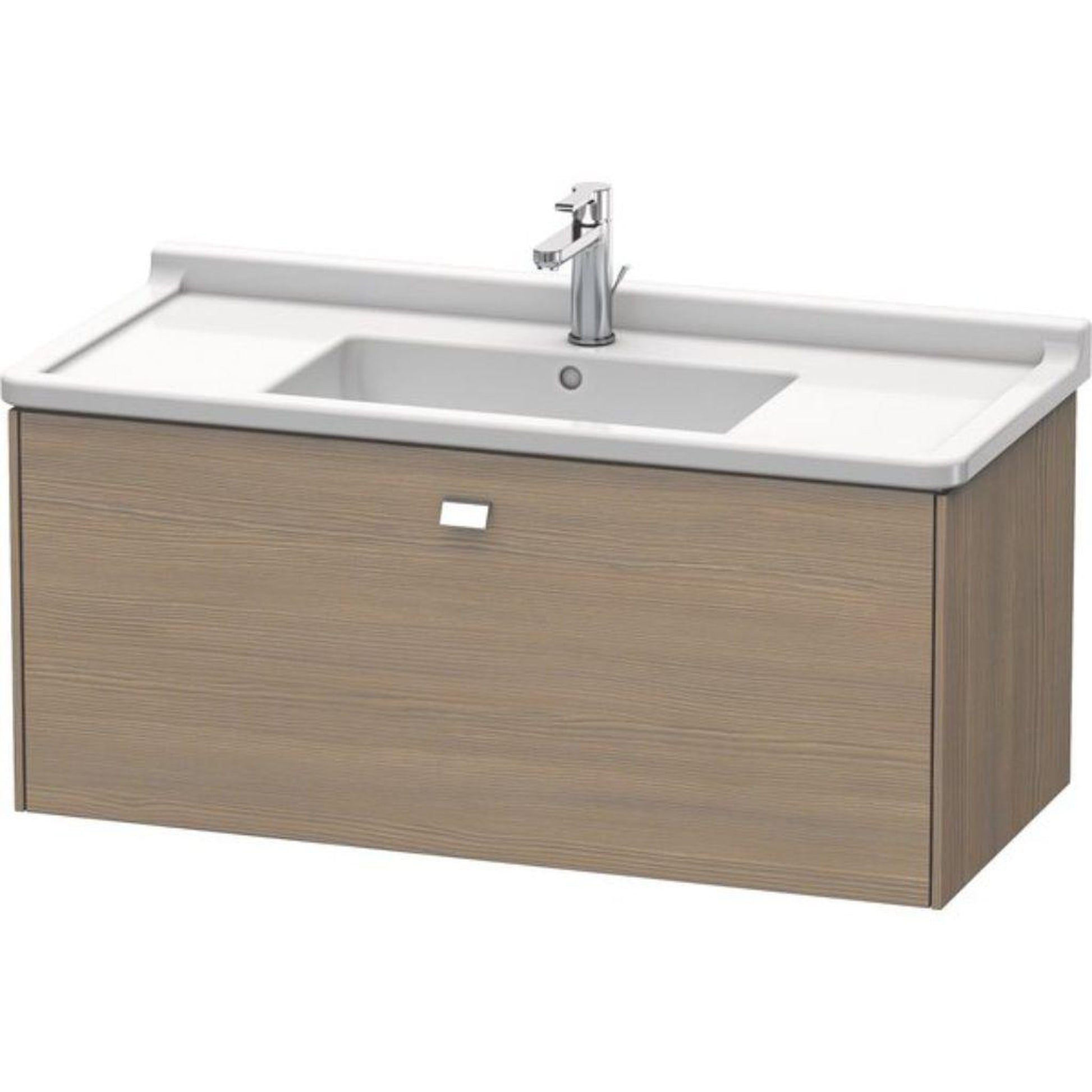 Duravit Brioso BR40430 40" x 18" x 18" One Drawer Wall-Mount Vanity Unit in Oak Terra and Chrome Handle