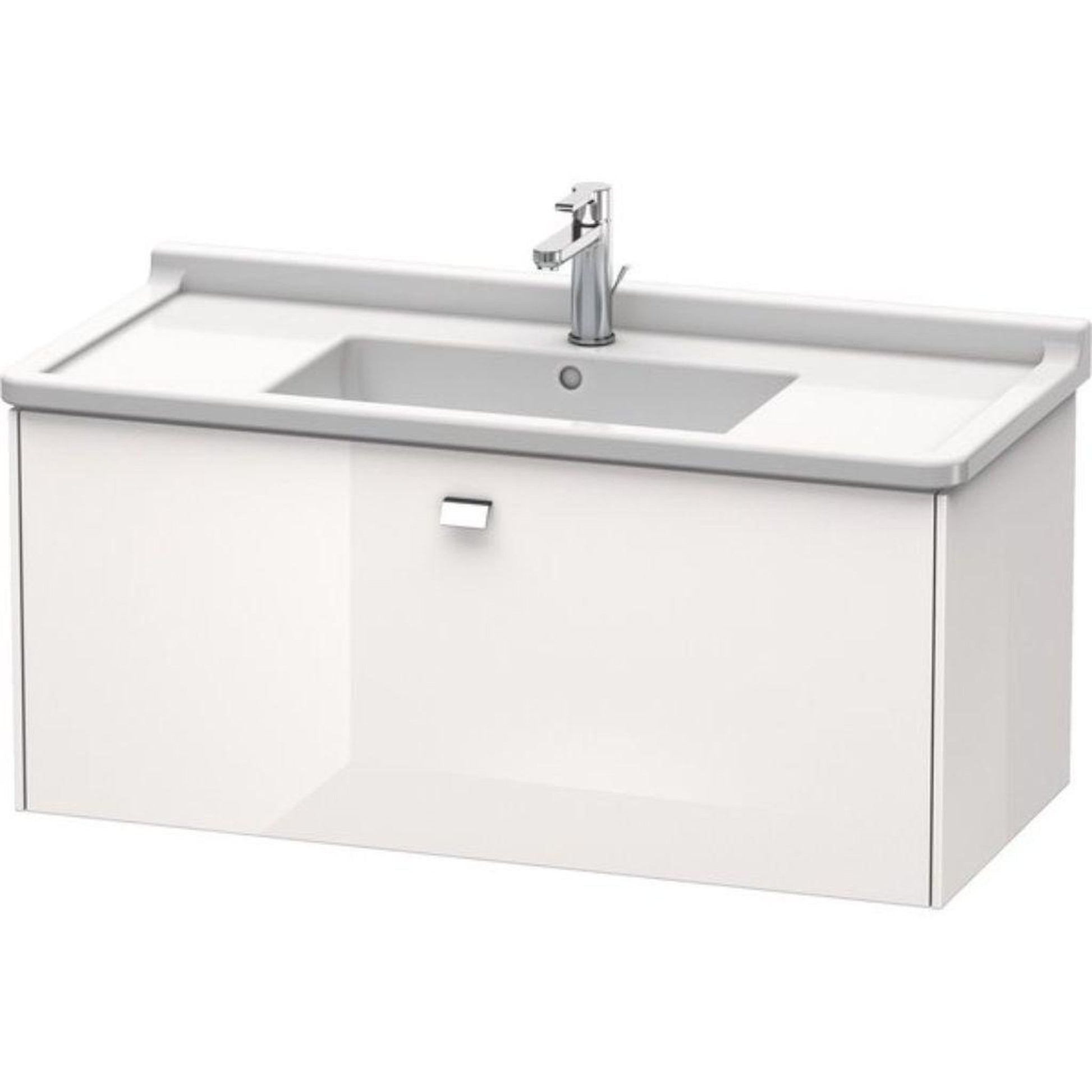 Duravit Brioso BR40430 40" x 18" x 18" One Drawer Wall-Mount Vanity Unit in White High Gloss and Chrome Handle