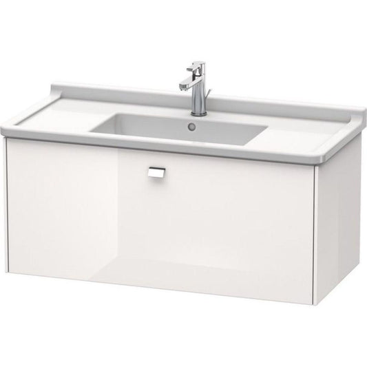 Duravit Brioso BR40430 40" x 18" x 18" One Drawer Wall-Mount Vanity Unit in White High Gloss and Chrome Handle