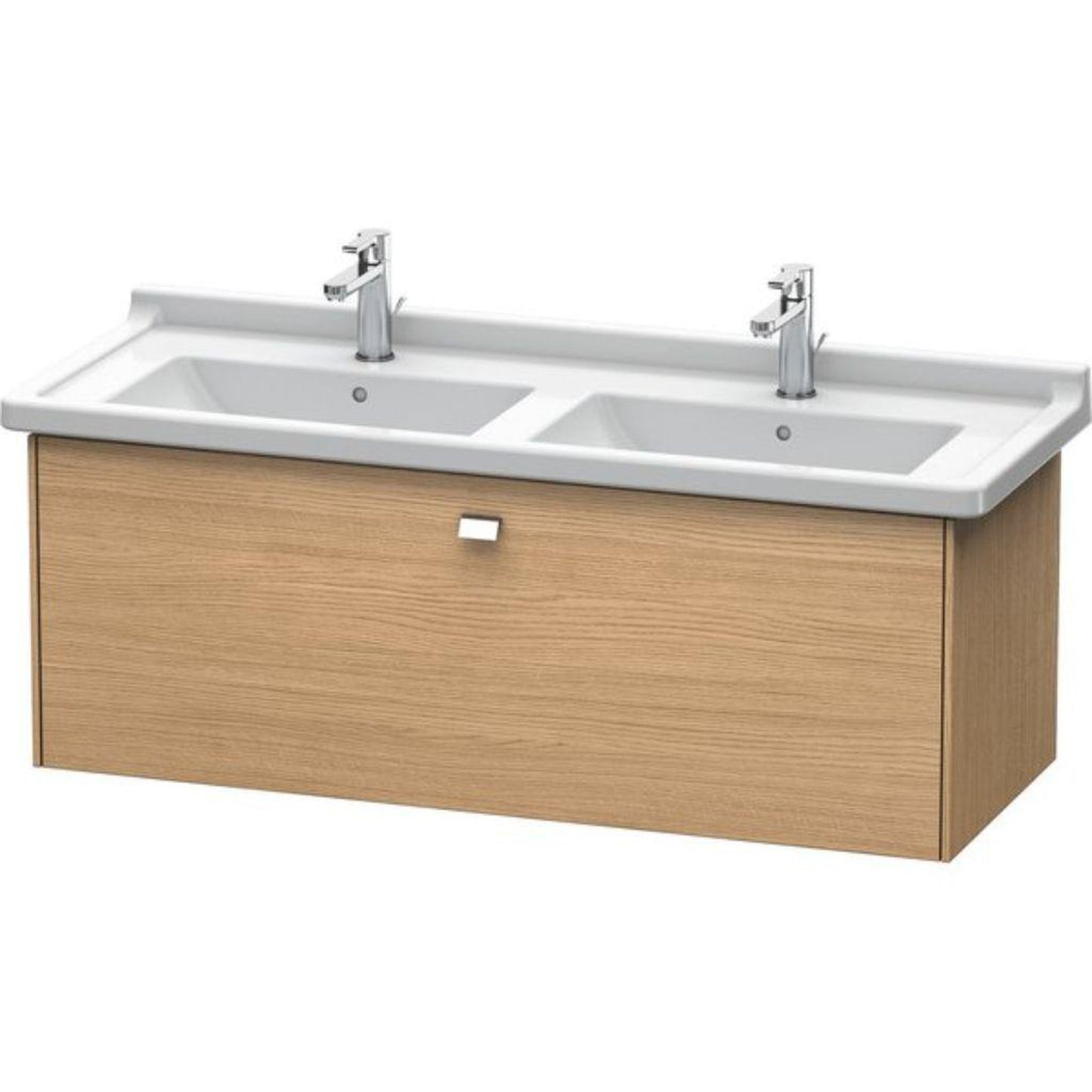 Duravit Brioso BR40440 48" x 18" x 18" One Drawer Wall-Mount Vanity Unit in European Oak and Chrome Handle