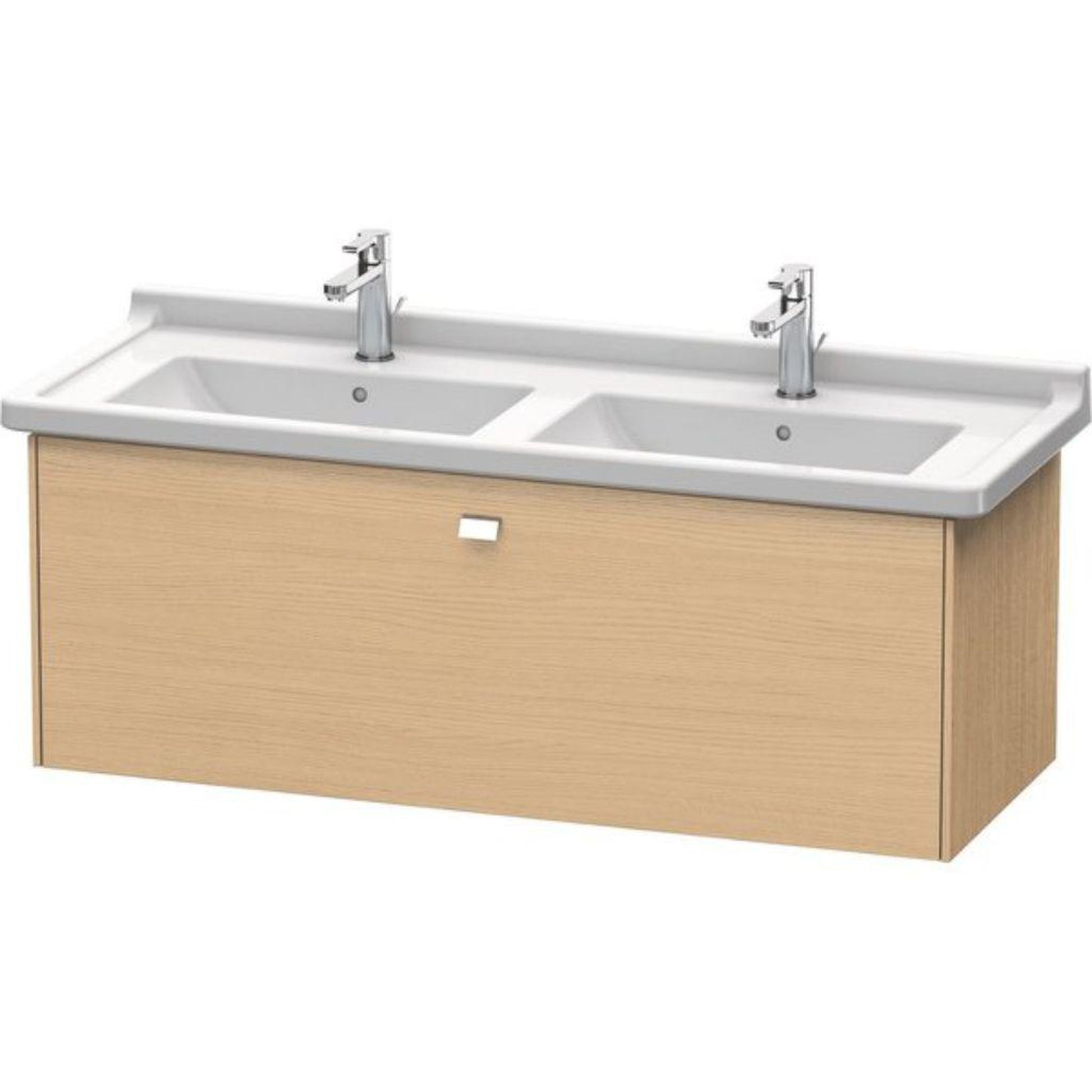 Duravit Brioso BR40440 48" x 18" x 18" One Drawer Wall-Mount Vanity Unit in Natural Oak and Chrome Handle