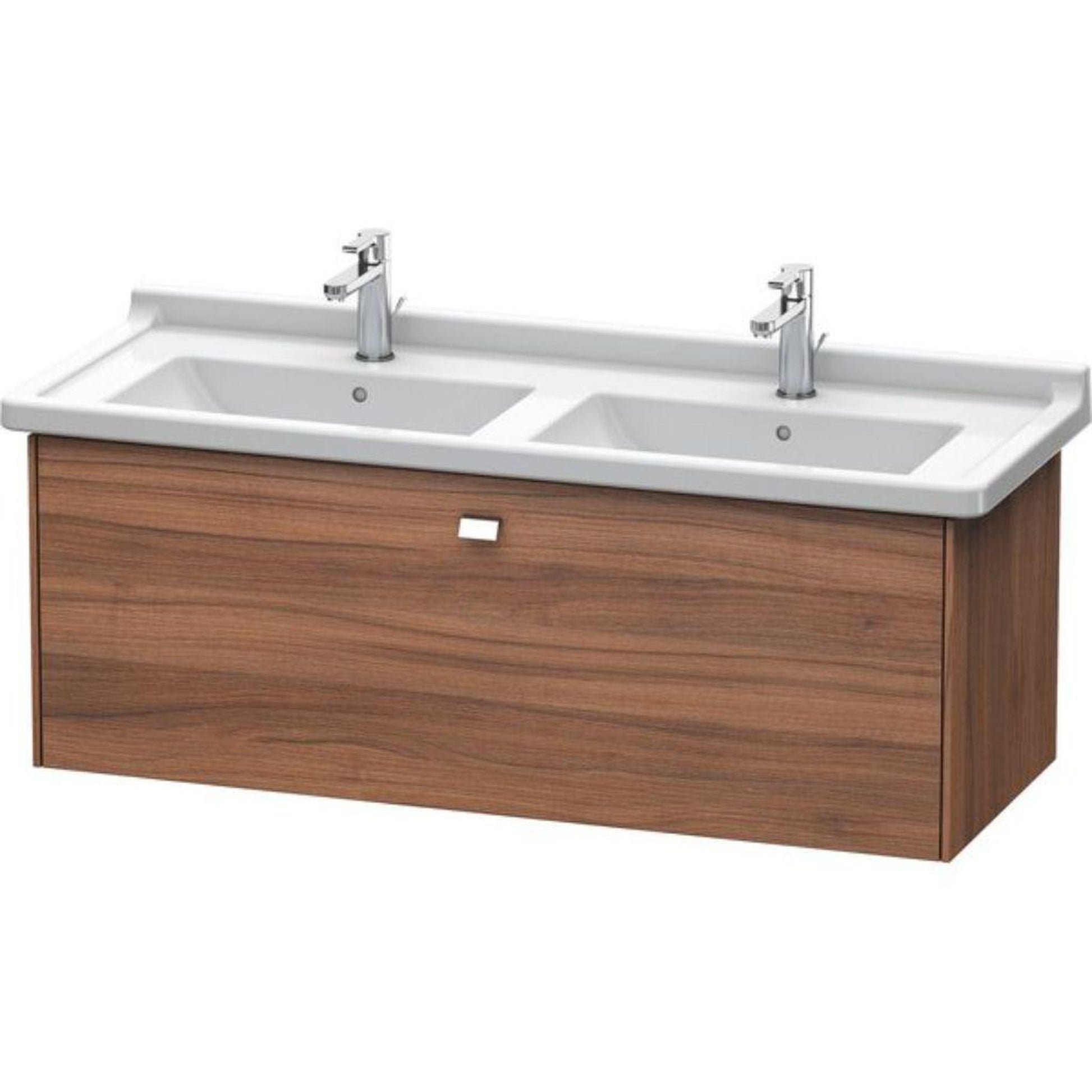 Duravit Brioso BR40440 48" x 18" x 18" One Drawer Wall-Mount Vanity Unit in Natural Walnut and Chrome Handle