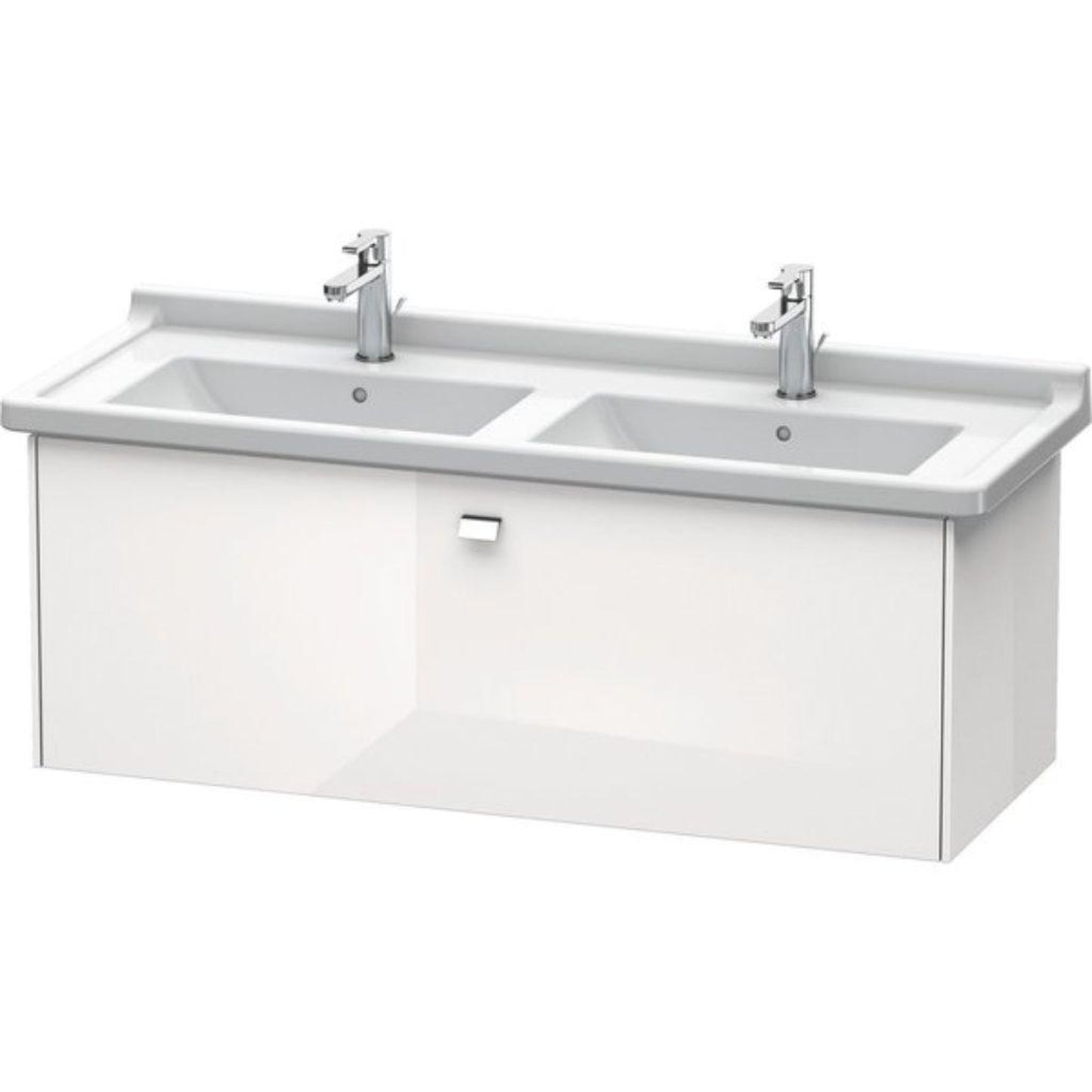Duravit Brioso BR40440 48" x 18" x 18" One Drawer Wall-Mount Vanity Unit in White High Gloss and Chrome Handle