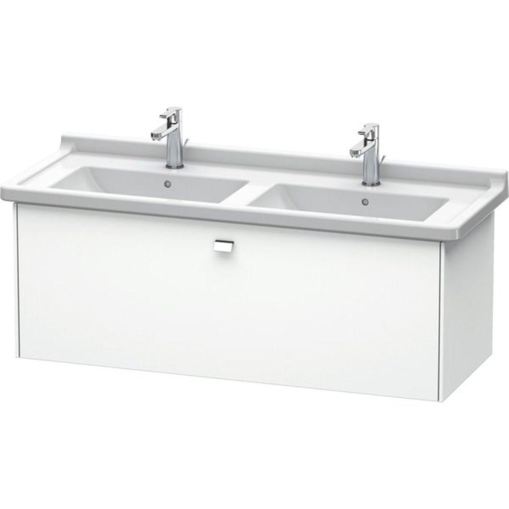 Duravit Brioso BR40440 48" x 18" x 18" One Drawer Wall-Mount Vanity Unit in White Matt and Chrome Handle