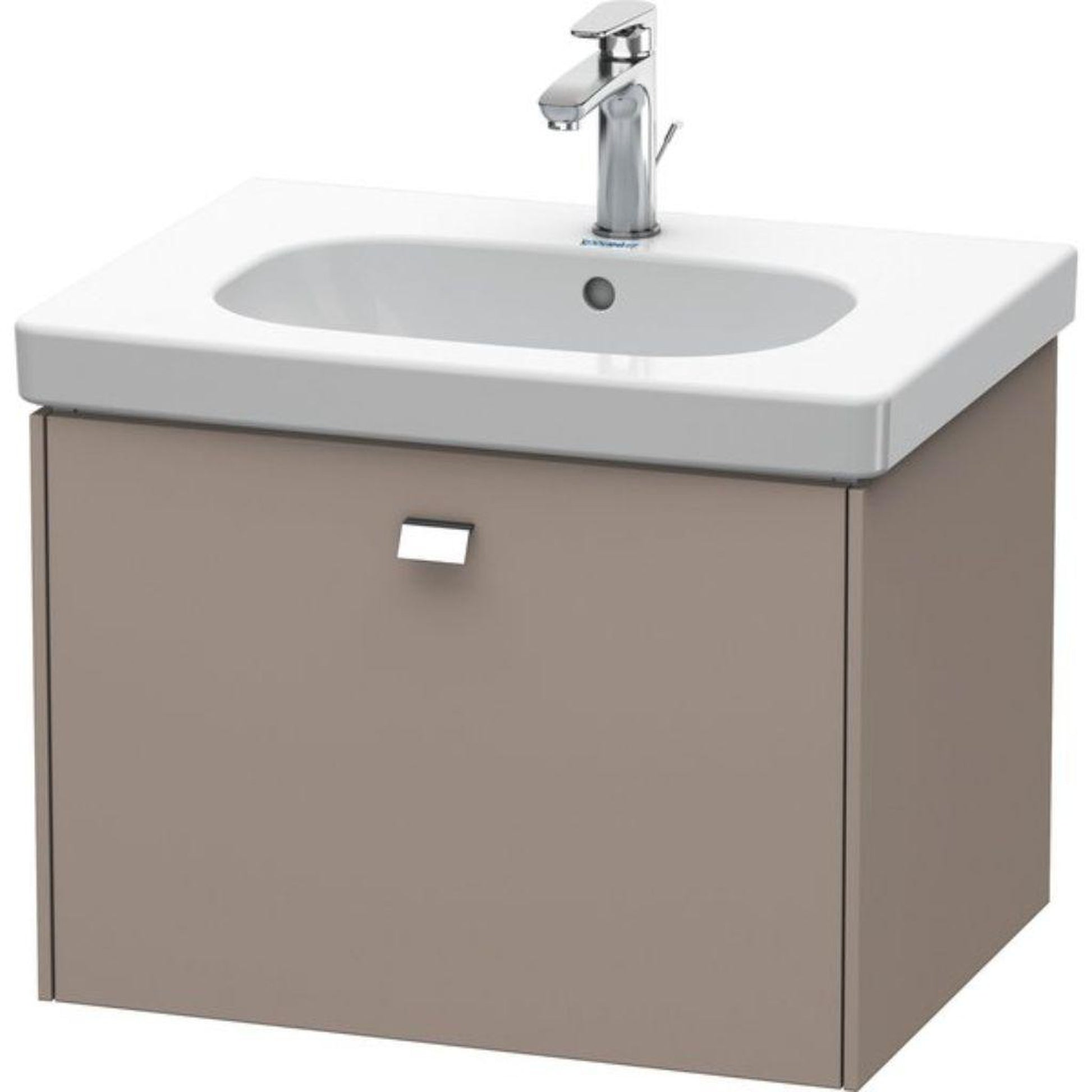 Duravit Brioso BR40450 24" x 18" x 18" One Drawer Wall-Mount Vanity Unit in Basalt Matt and Chrome Handle