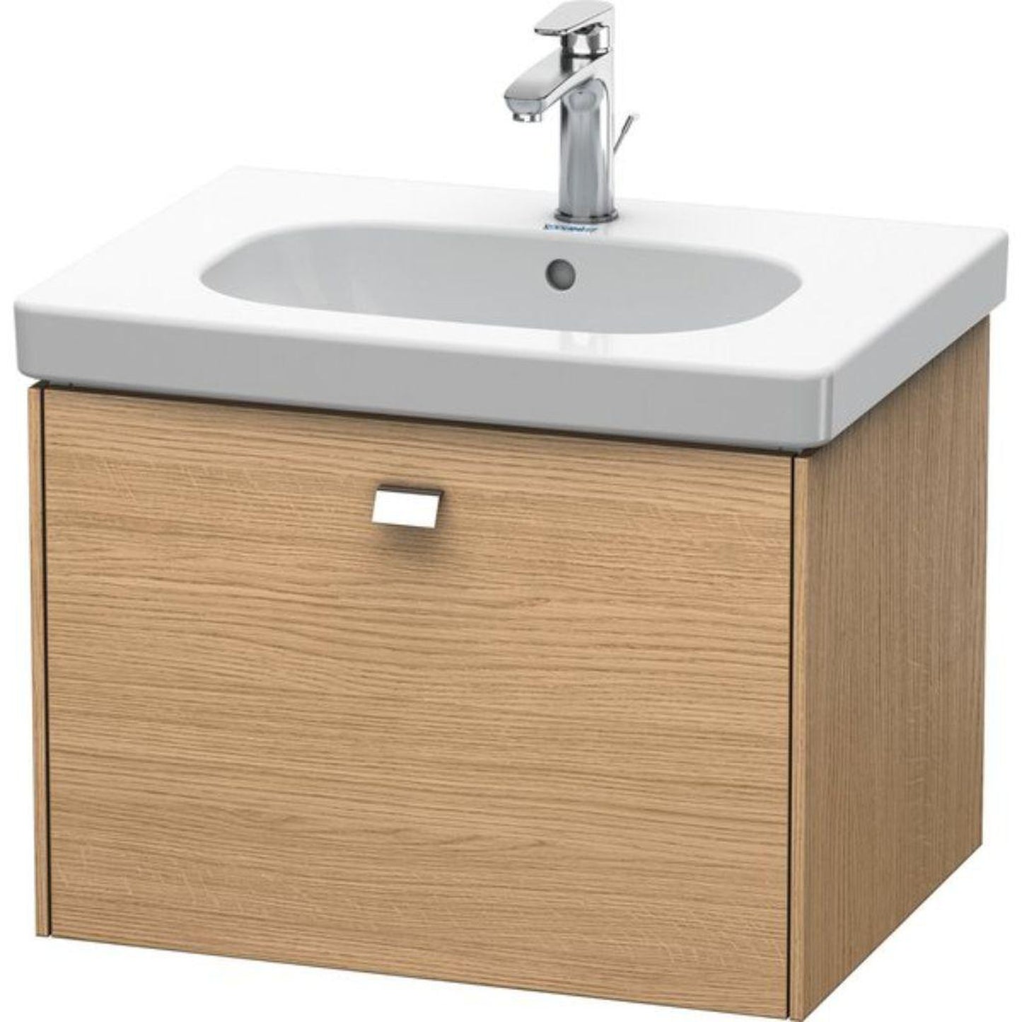 Duravit Brioso BR40450 24" x 18" x 18" One Drawer Wall-Mount Vanity Unit in European Oak and Chrome Handle