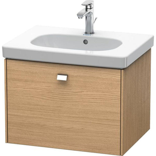 Duravit Brioso BR40450 24" x 18" x 18" One Drawer Wall-Mount Vanity Unit in European Oak and Chrome Handle