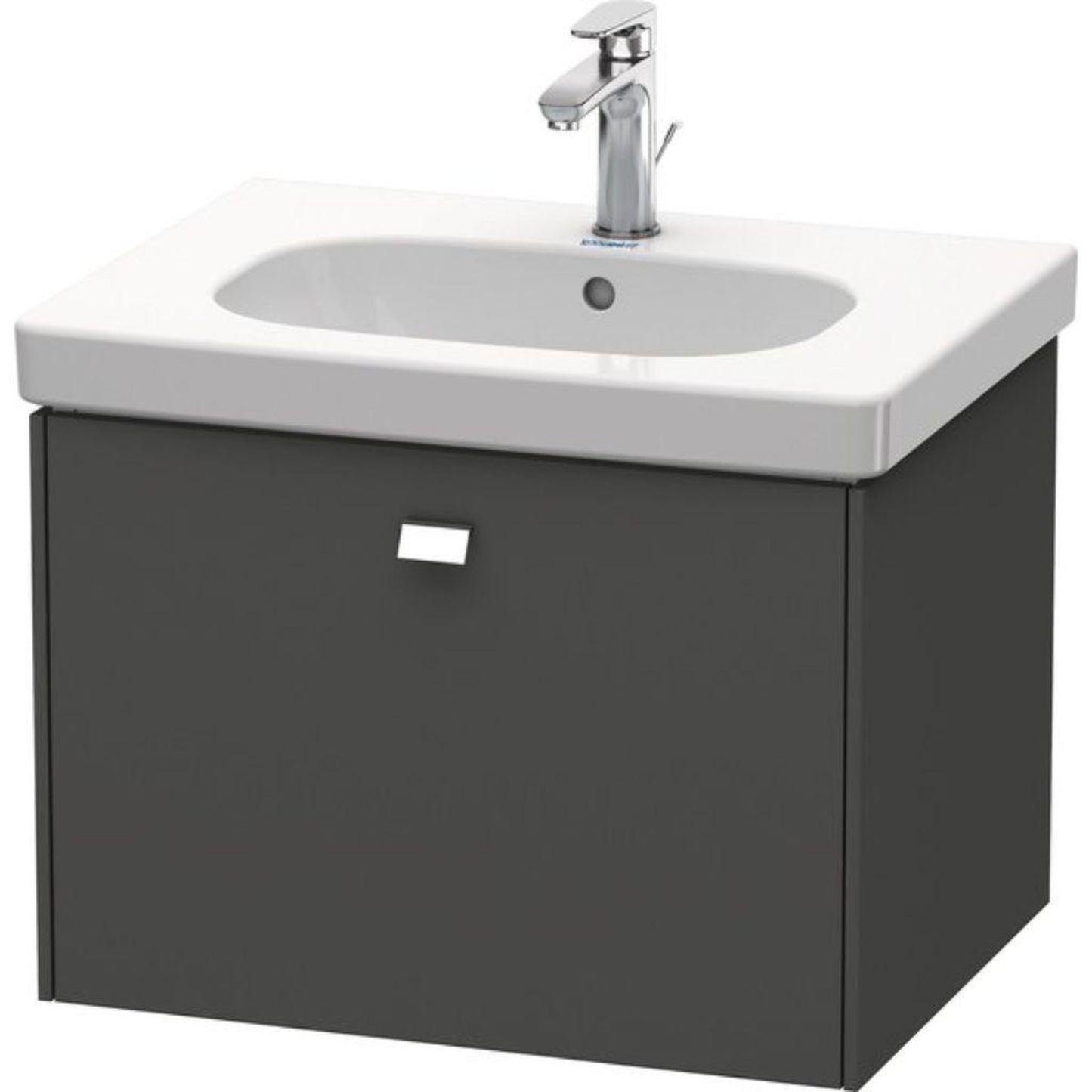 Duravit Brioso BR40450 24" x 18" x 18" One Drawer Wall-Mount Vanity Unit in Graphite Matt and Chrome Handle