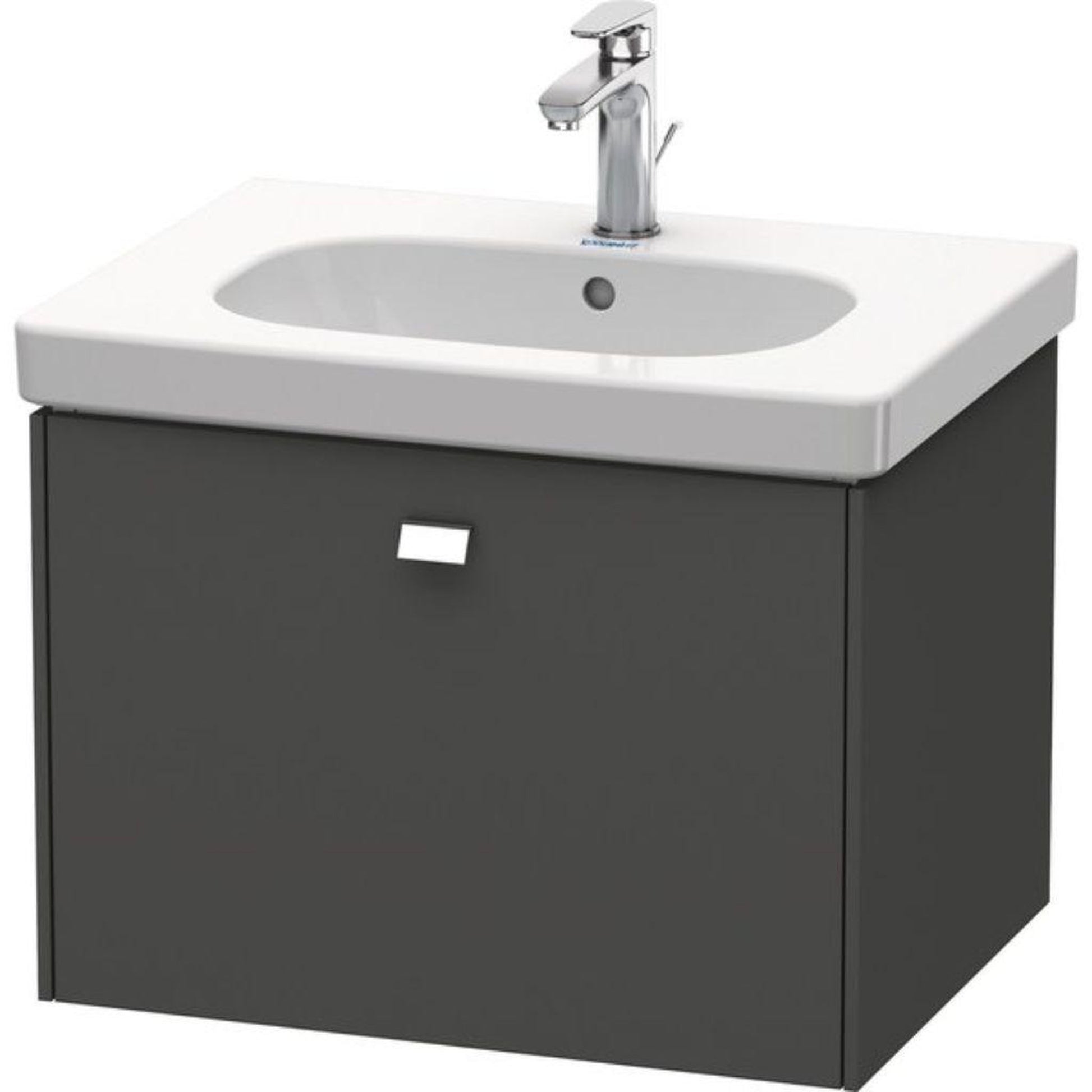 Duravit Brioso BR40450 24" x 18" x 18" One Drawer Wall-Mount Vanity Unit in Graphite Matt and Chrome Handle